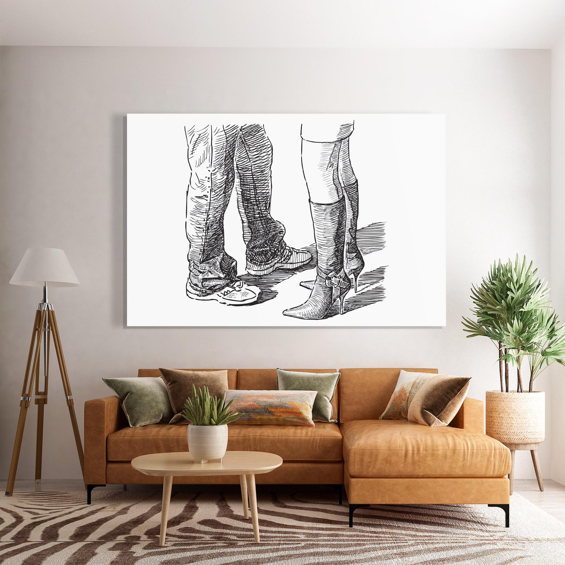 Glasbild Black Line Shoes mockup 7