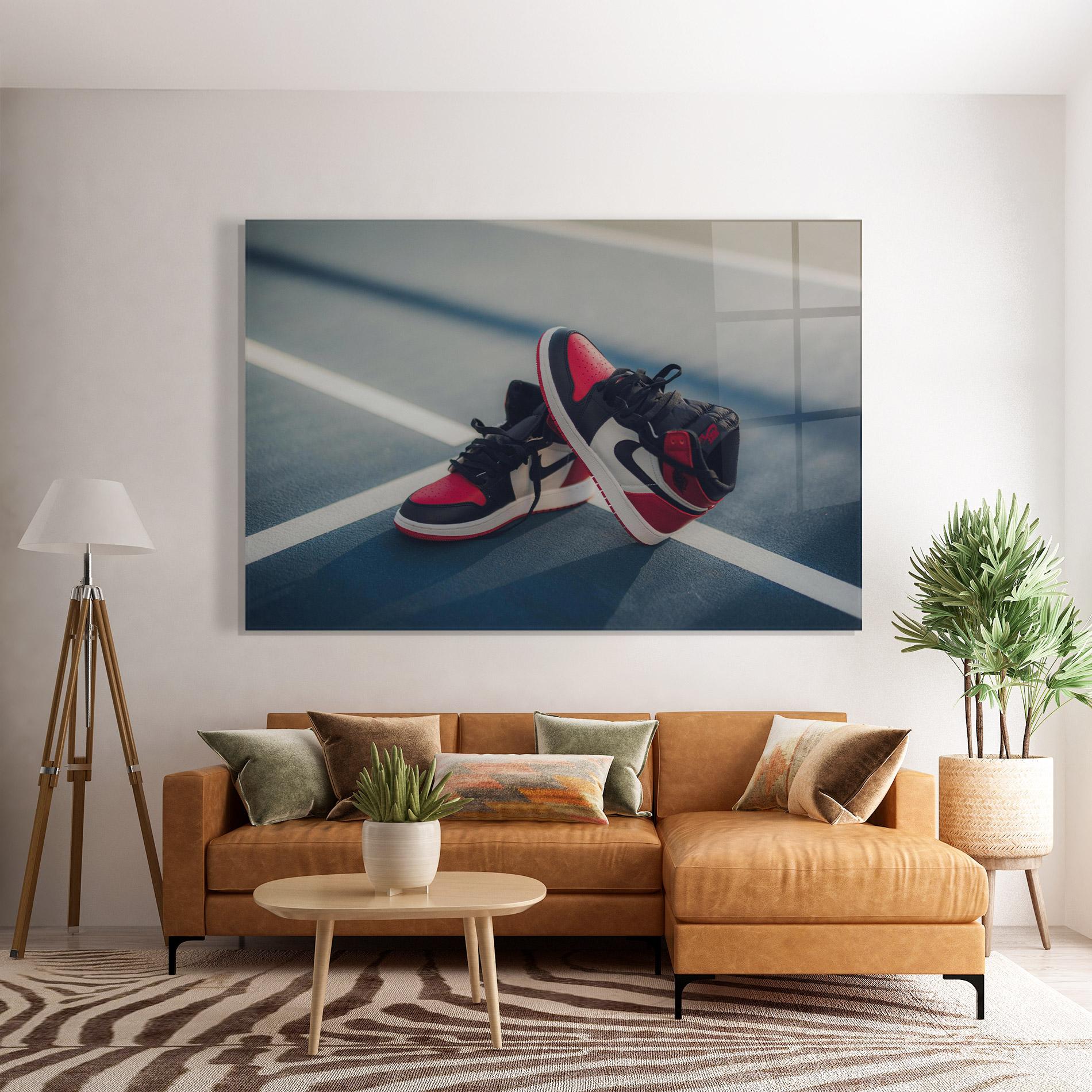 Glasbild Cool Nike Red Jordan Air mockup 7