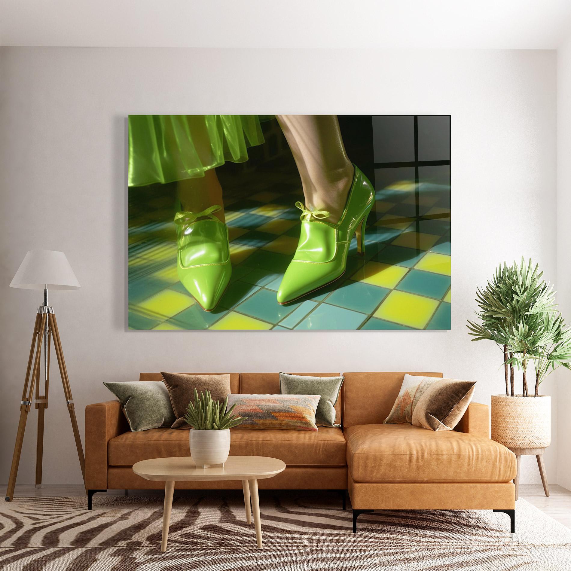 Glasbild Green Elegant Shoes mockup 7