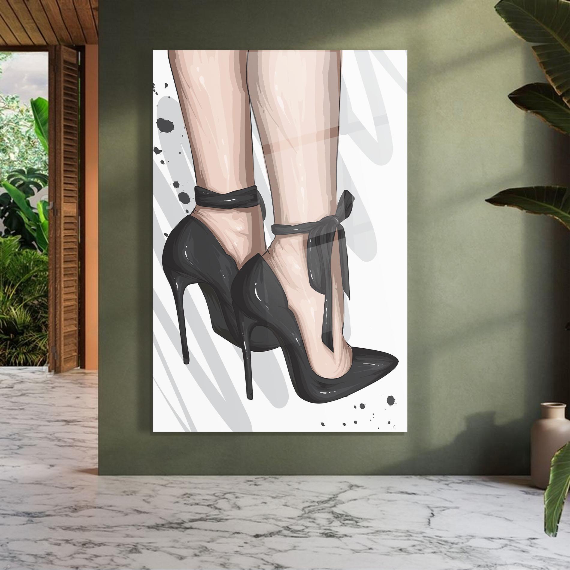 Glasbild Black Woman Shoes mockup 7