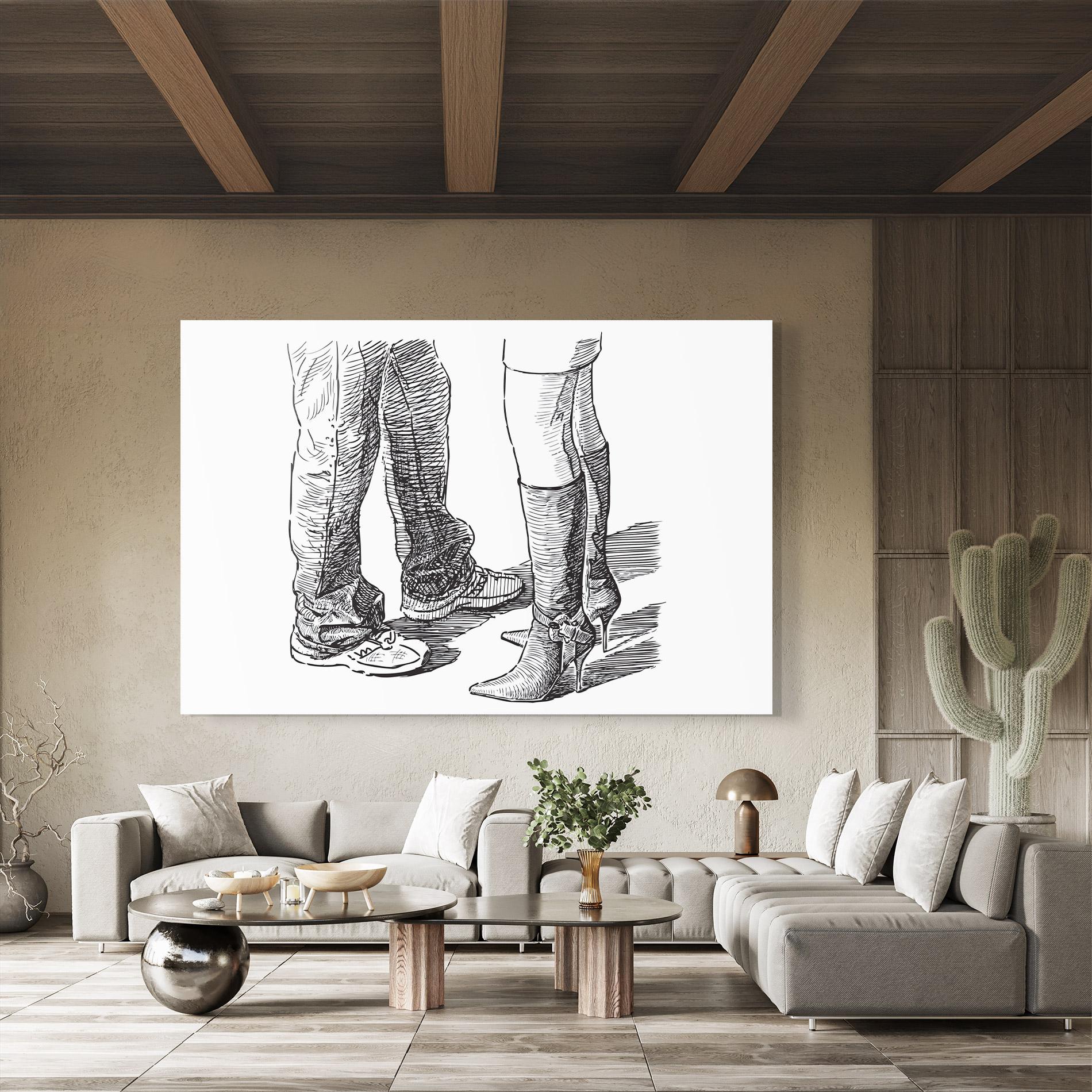 Glasbild Black Line Shoes mockup 8