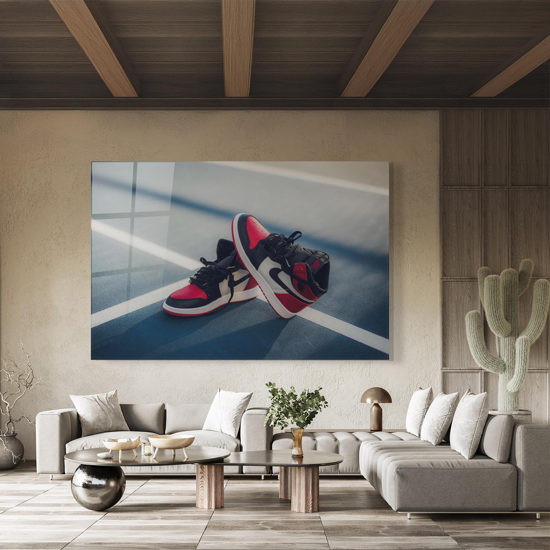 Glasbild Cool Nike Red Jordan Air mockup 8