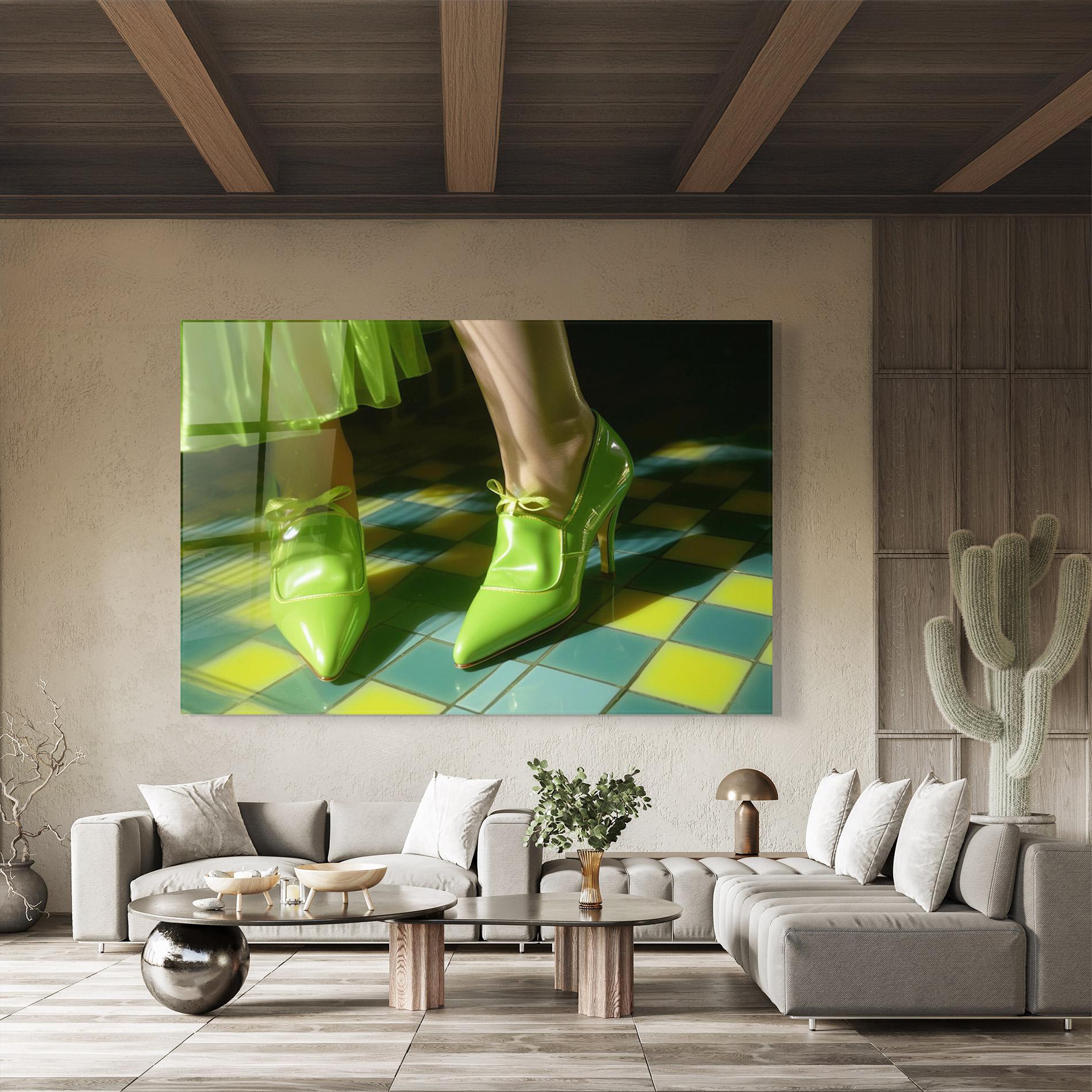 Glasbild Green Elegant Shoes mockup 8