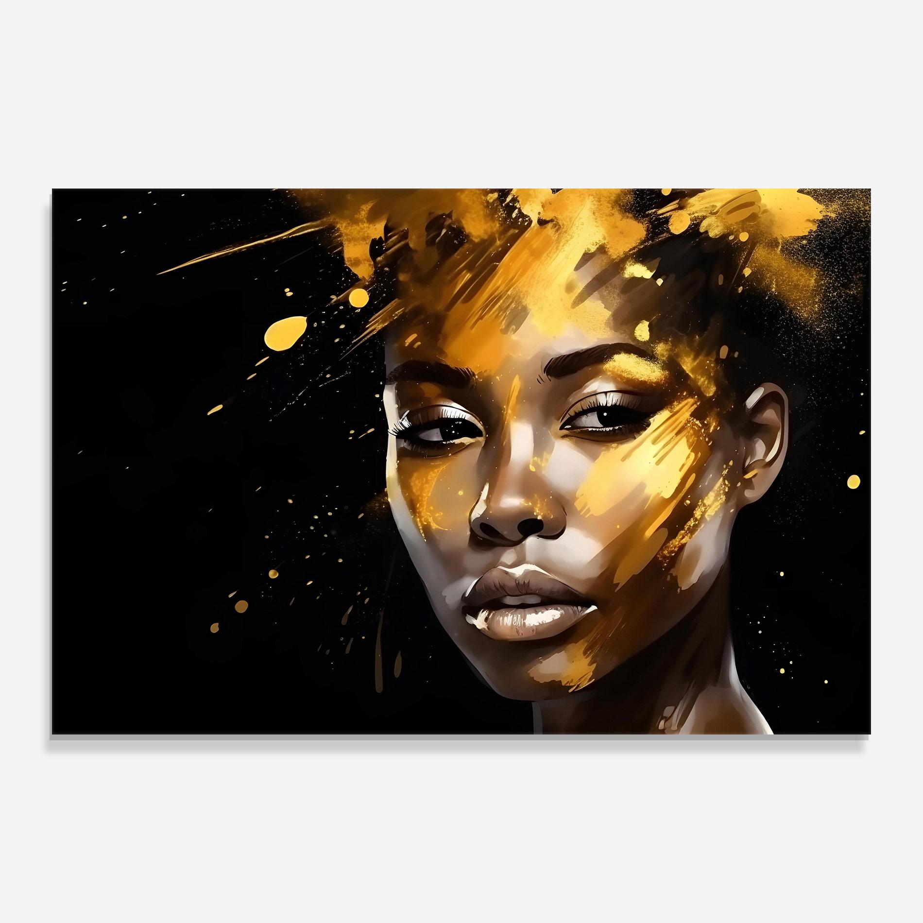 Glasbild African Gold Woman mockup 0