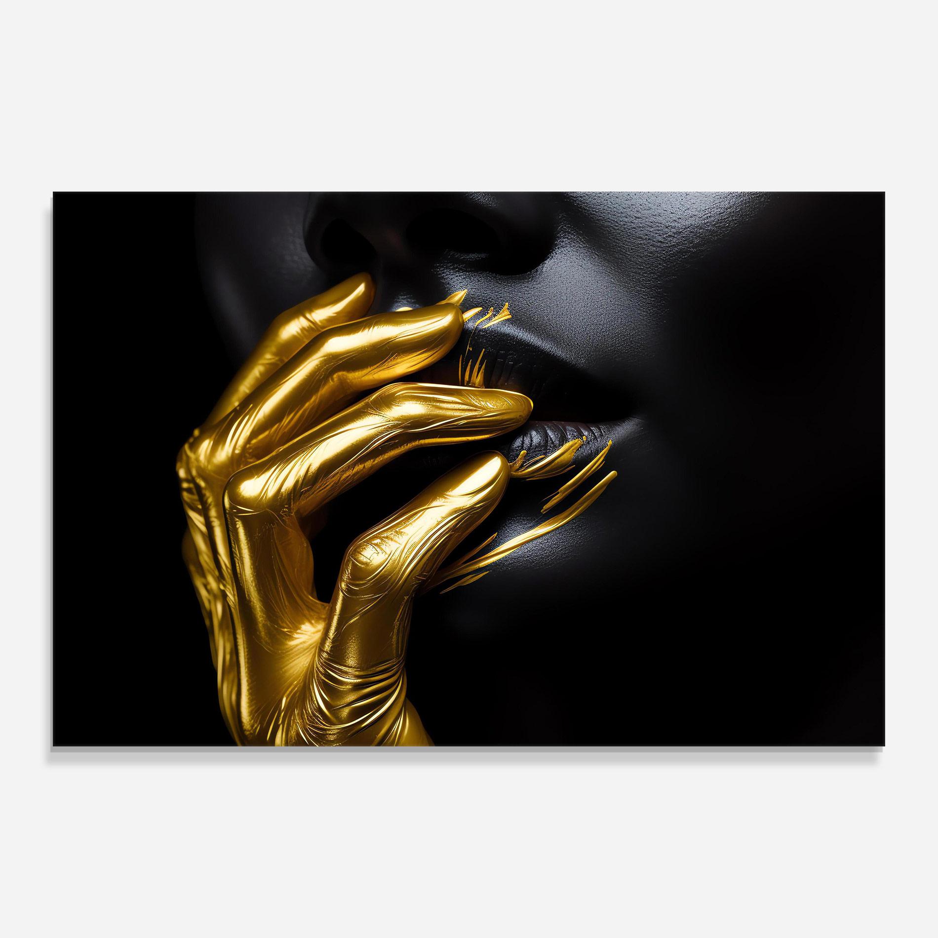 Glasbild Gold Small Hand mockup 0