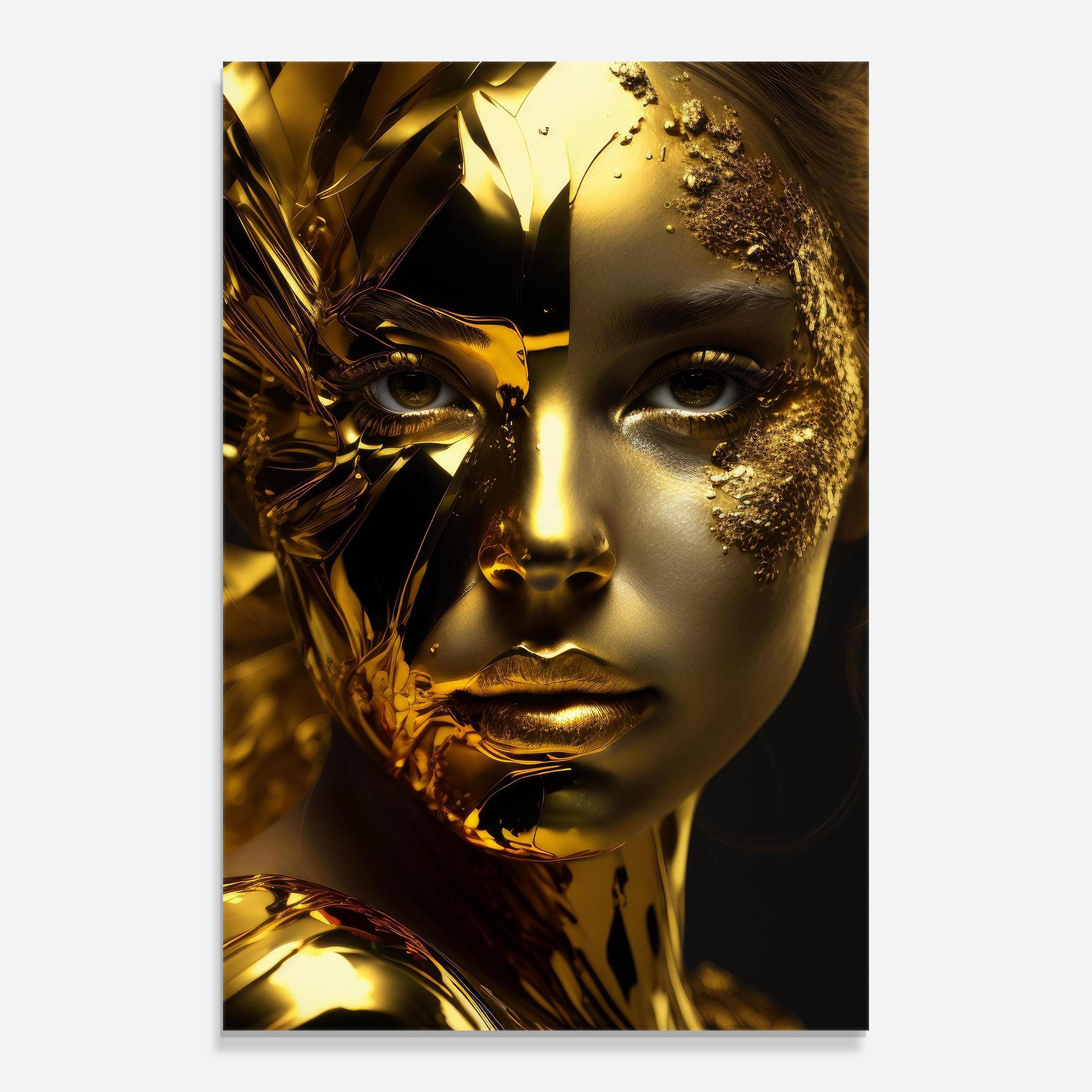 Glasbild Covered By Gold mockup 0