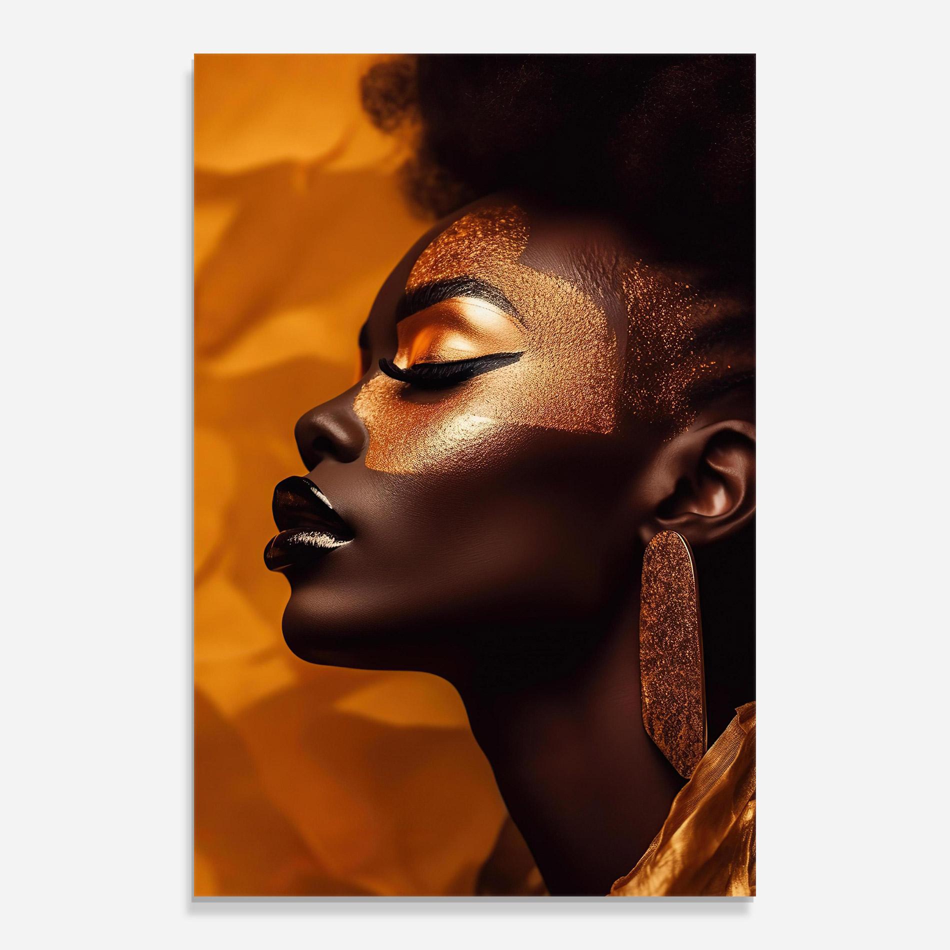 Glasbild Fashion Gold Portrait mockup 0