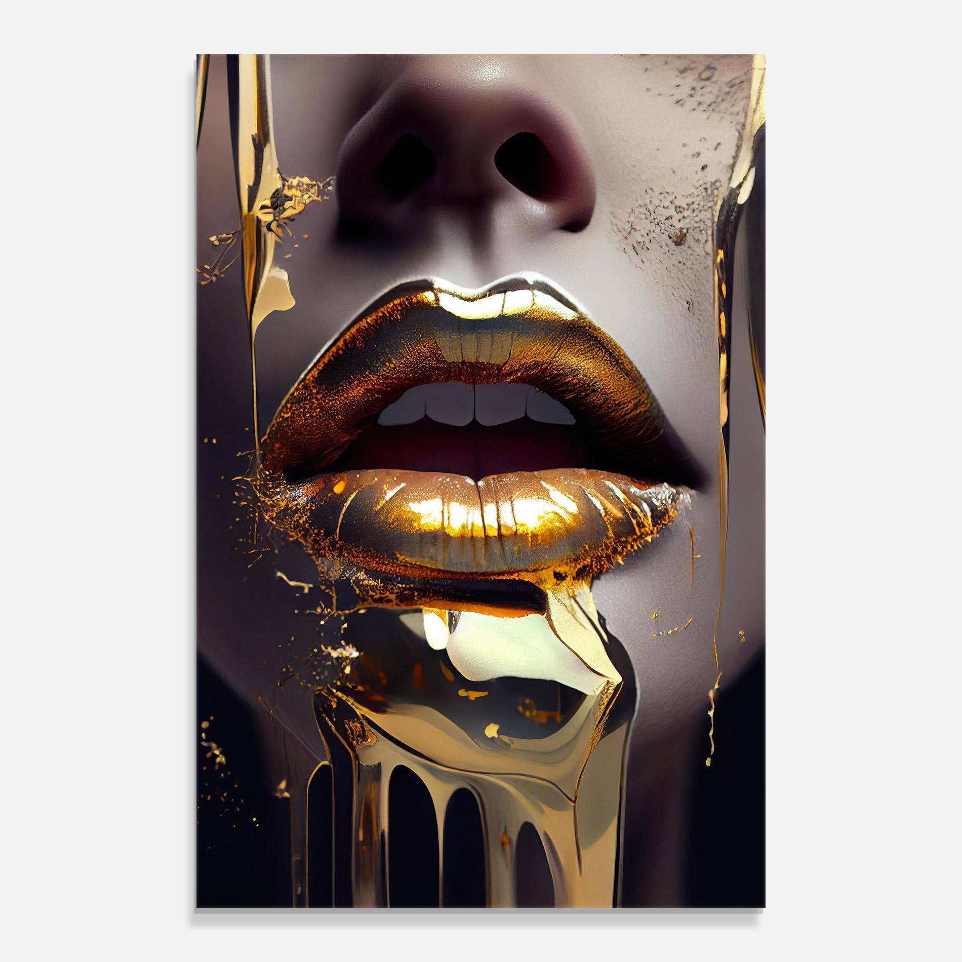 Glasbild Glamorous Gold Lips mockup 0