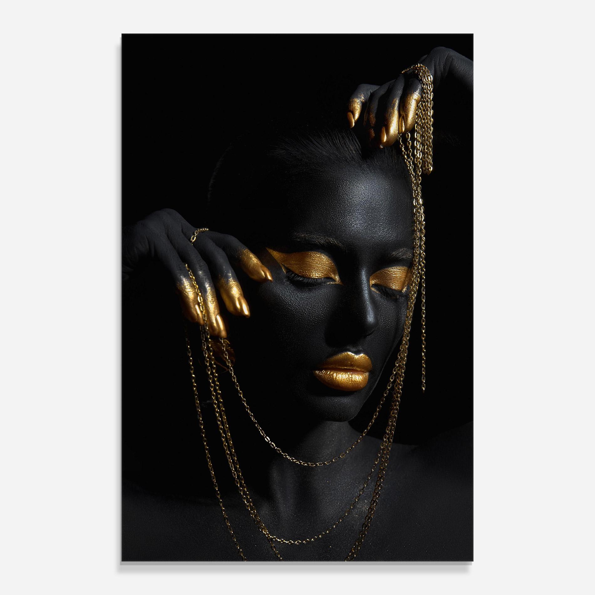 Glasbild Gold Black Skin mockup 0