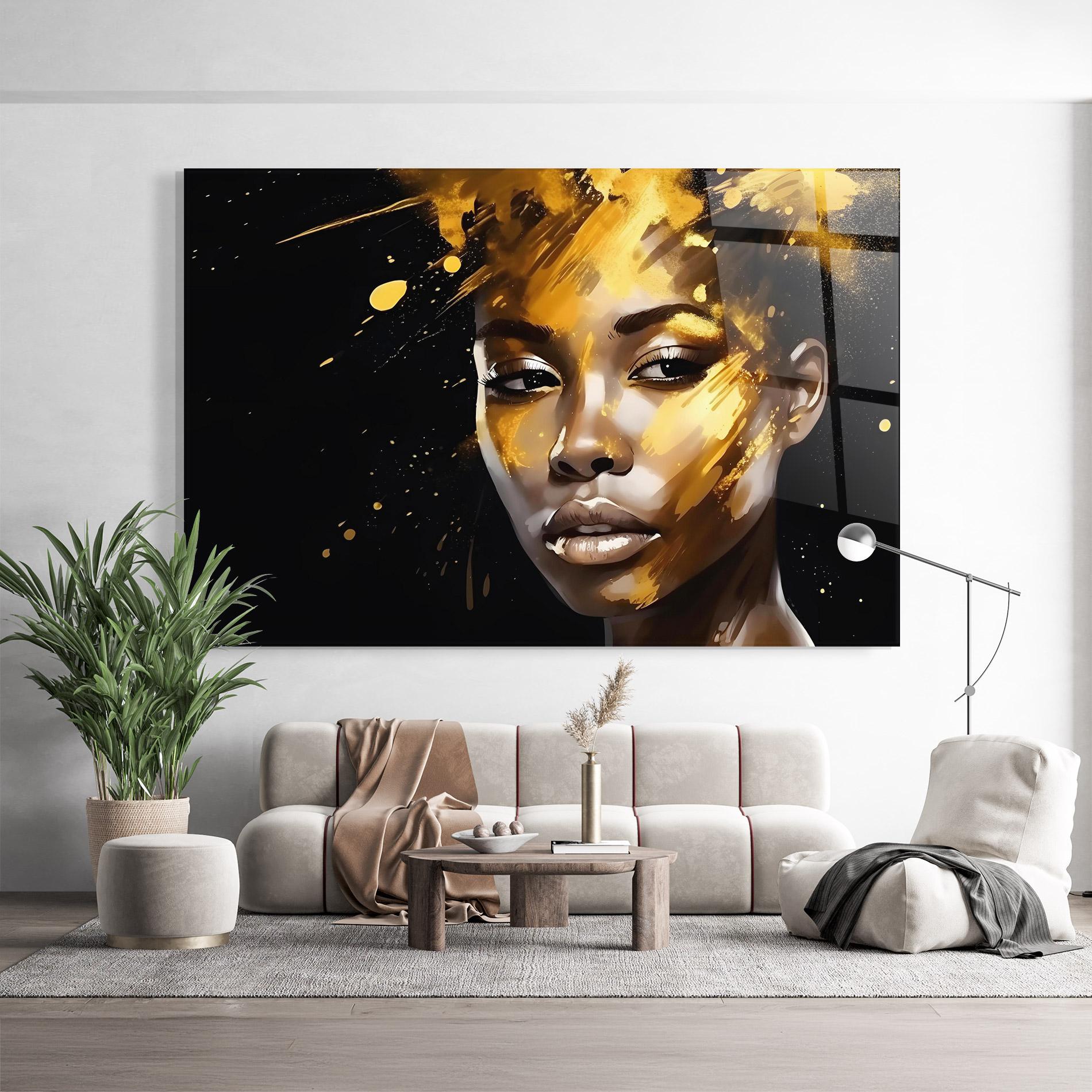 Glasbild African Gold Woman mockup 9