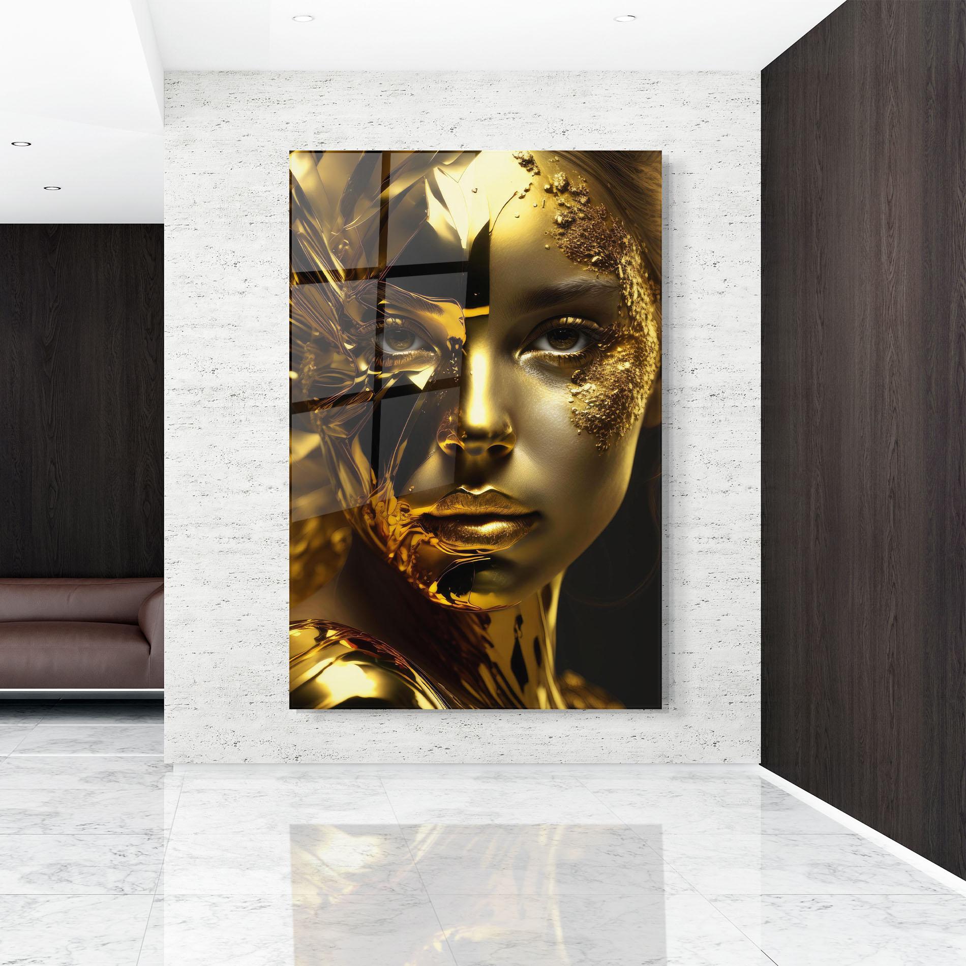 Glasbild Covered By Gold mockup 9