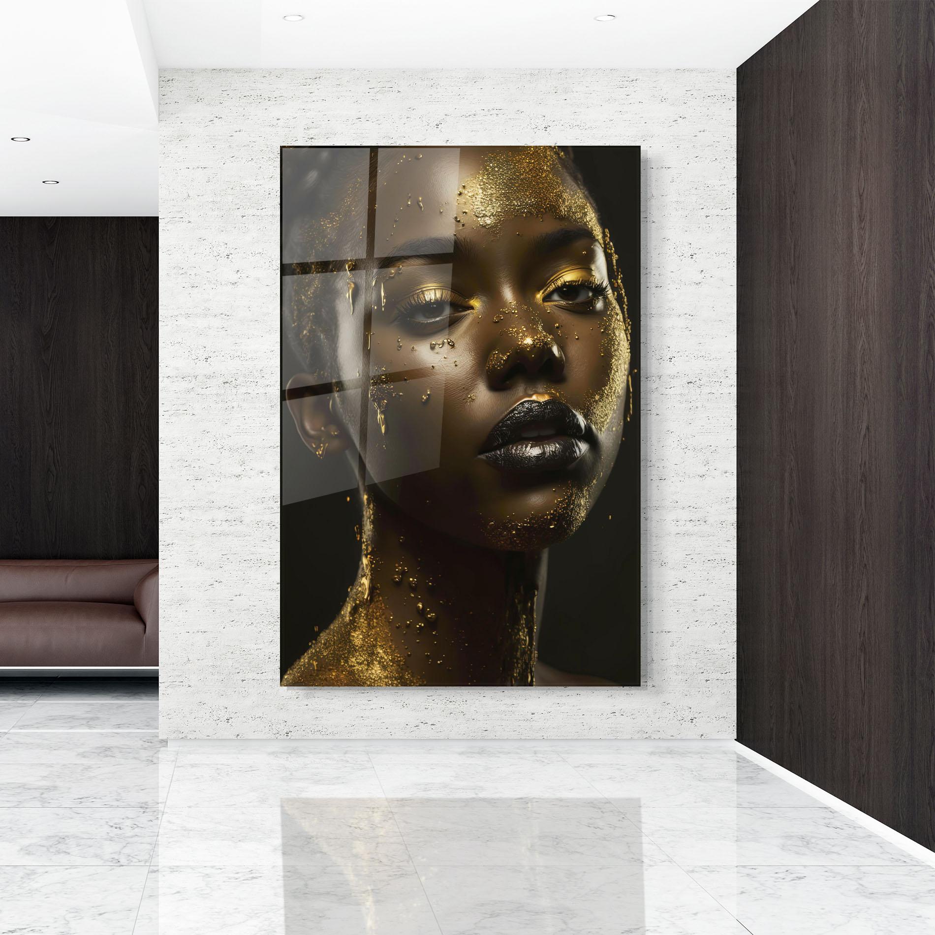 Glasbild Gold Sparkling Woman mockup 9