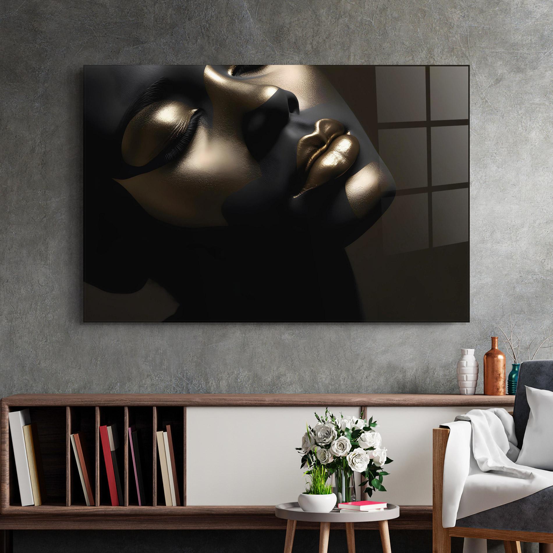 Glasbild Dark Gold Face mockup 2