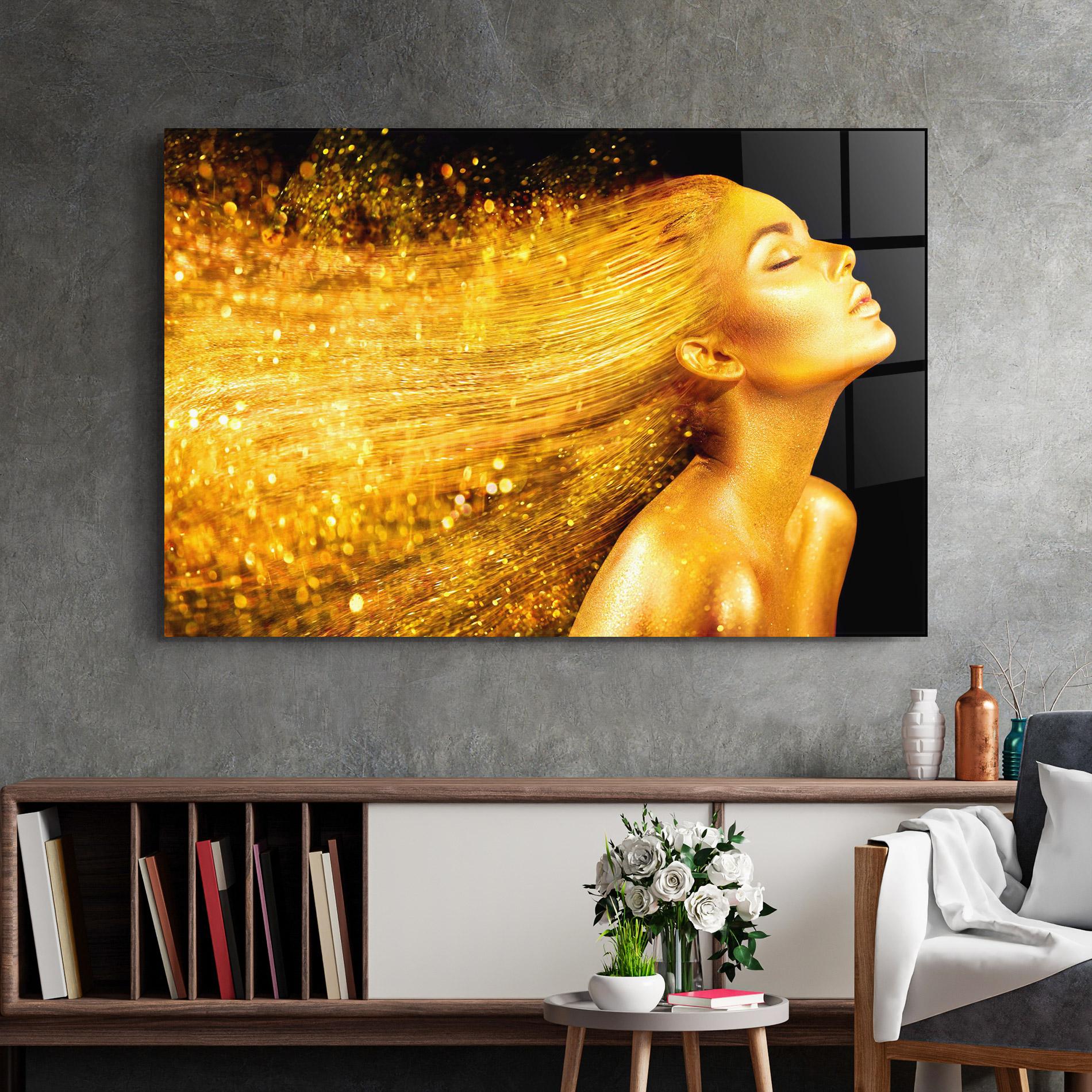 Glasbild Golden Girl mockup 2