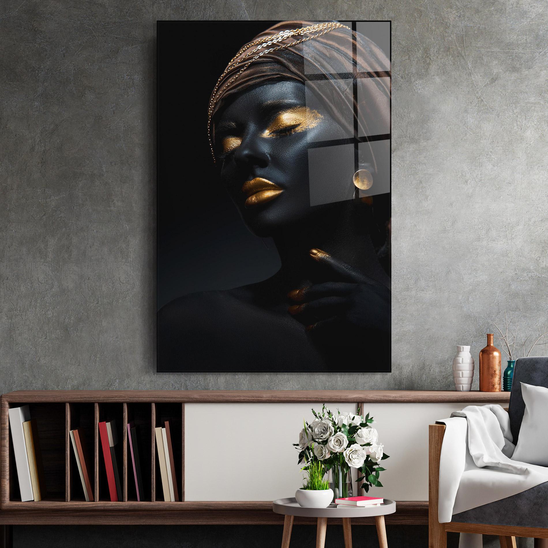 Glasbild Black Gold Skin mockup 2