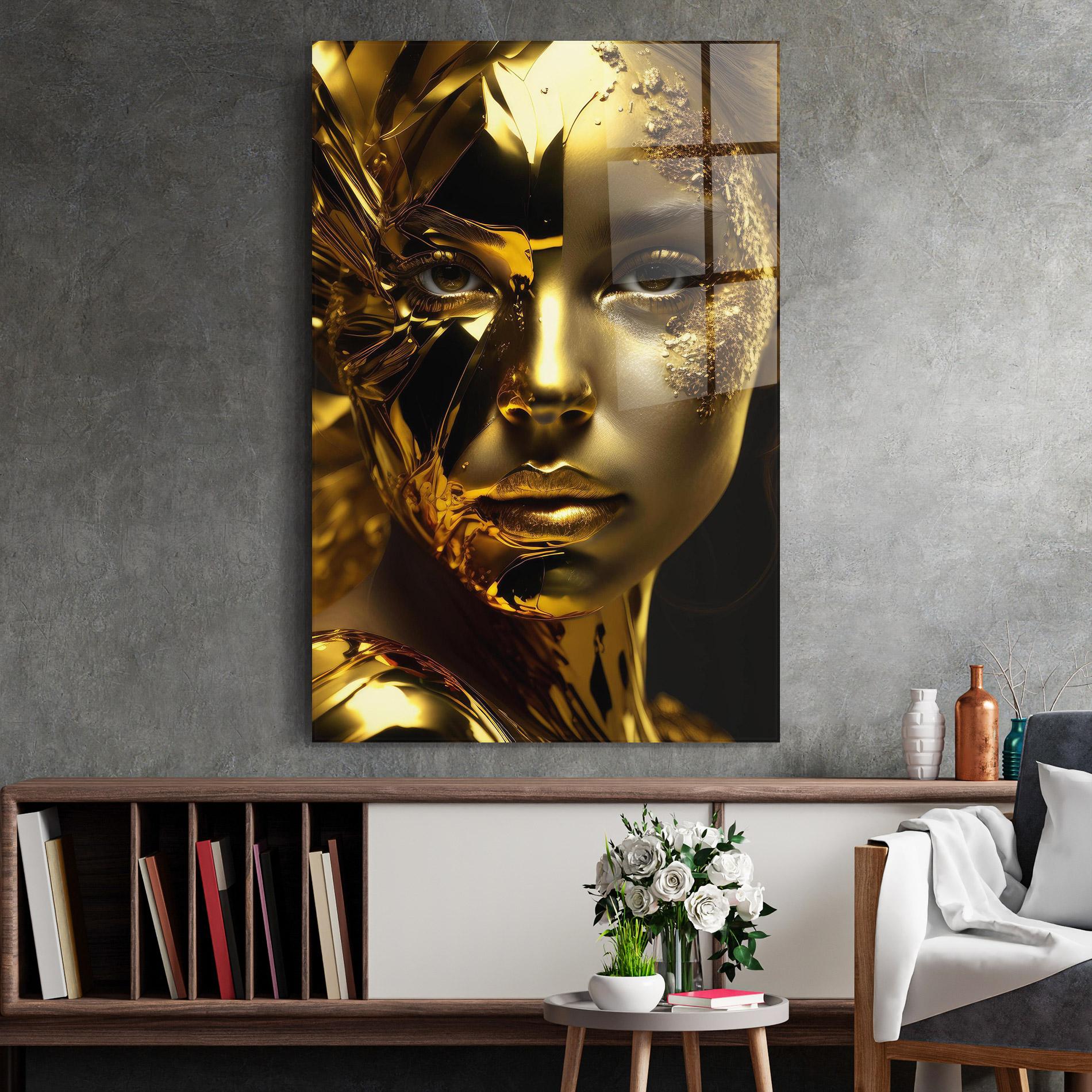 Glasbild Covered By Gold mockup 2