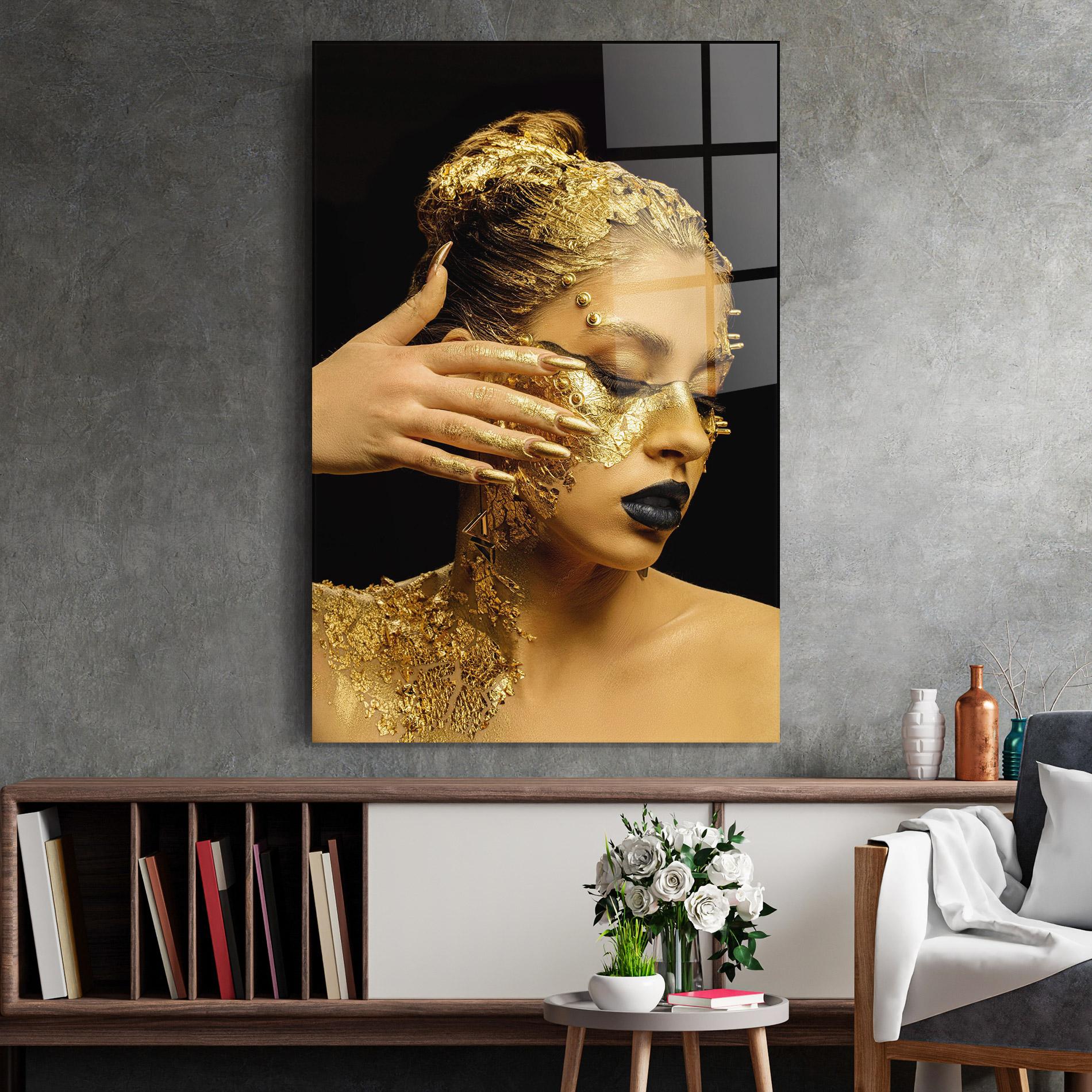 Glasbild Festive Golden Makeup mockup 2