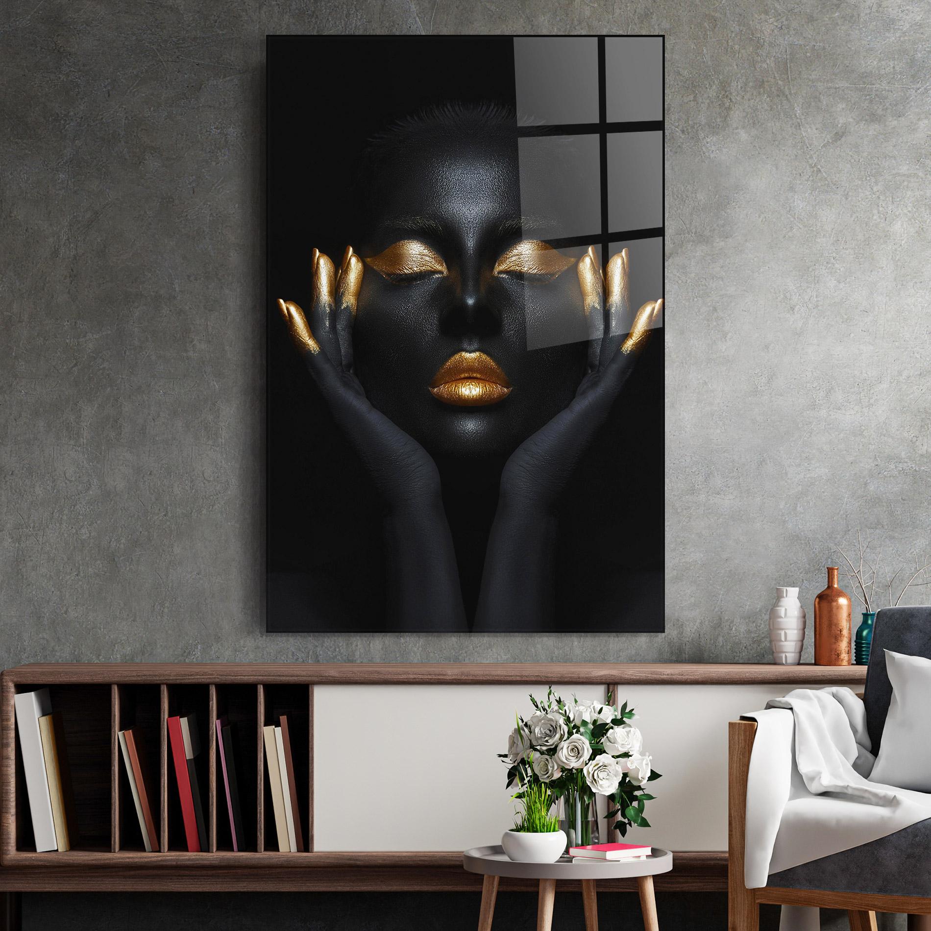 Glasbild Fingertips Gold Makeup mockup 2