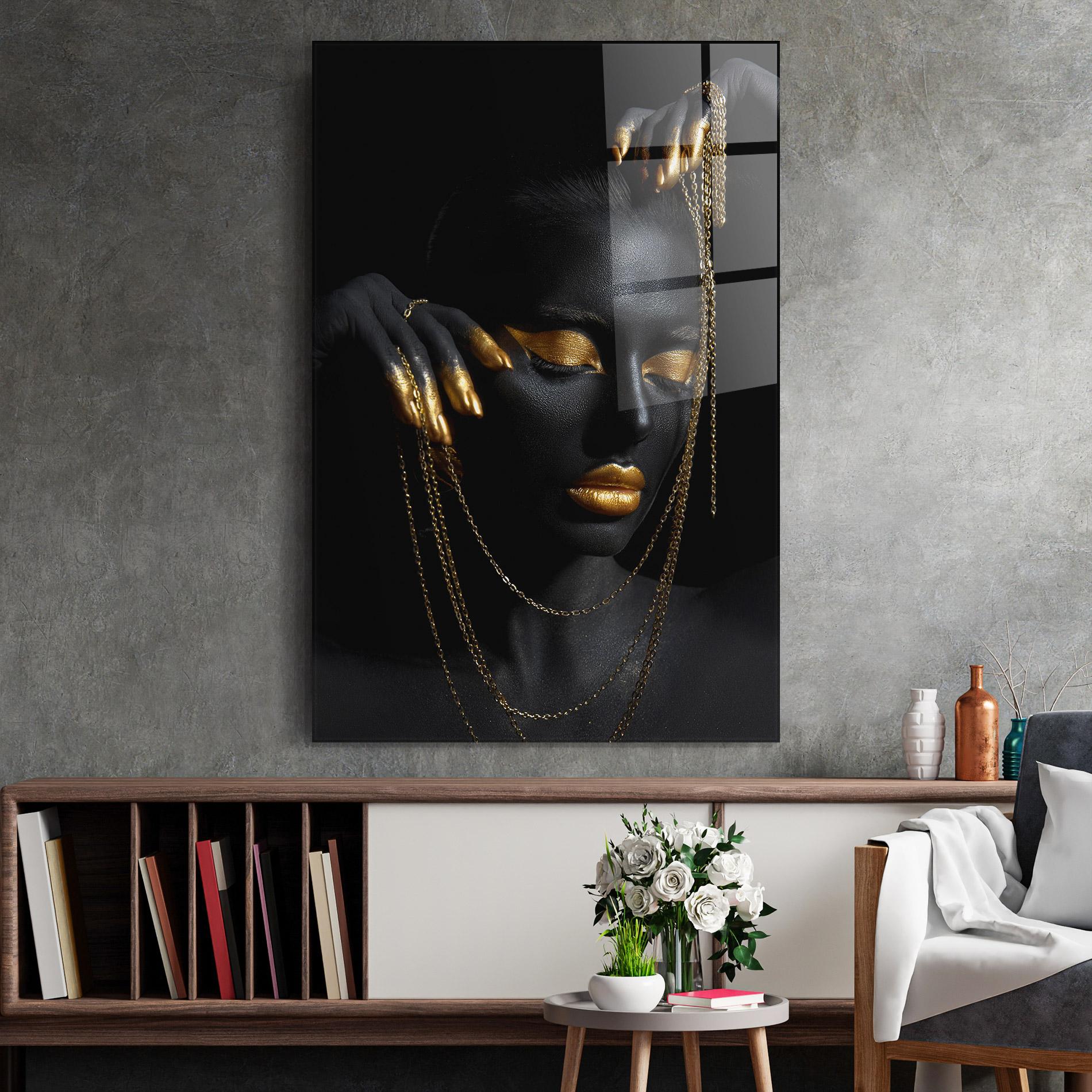 Glasbild Gold Black Skin mockup 2