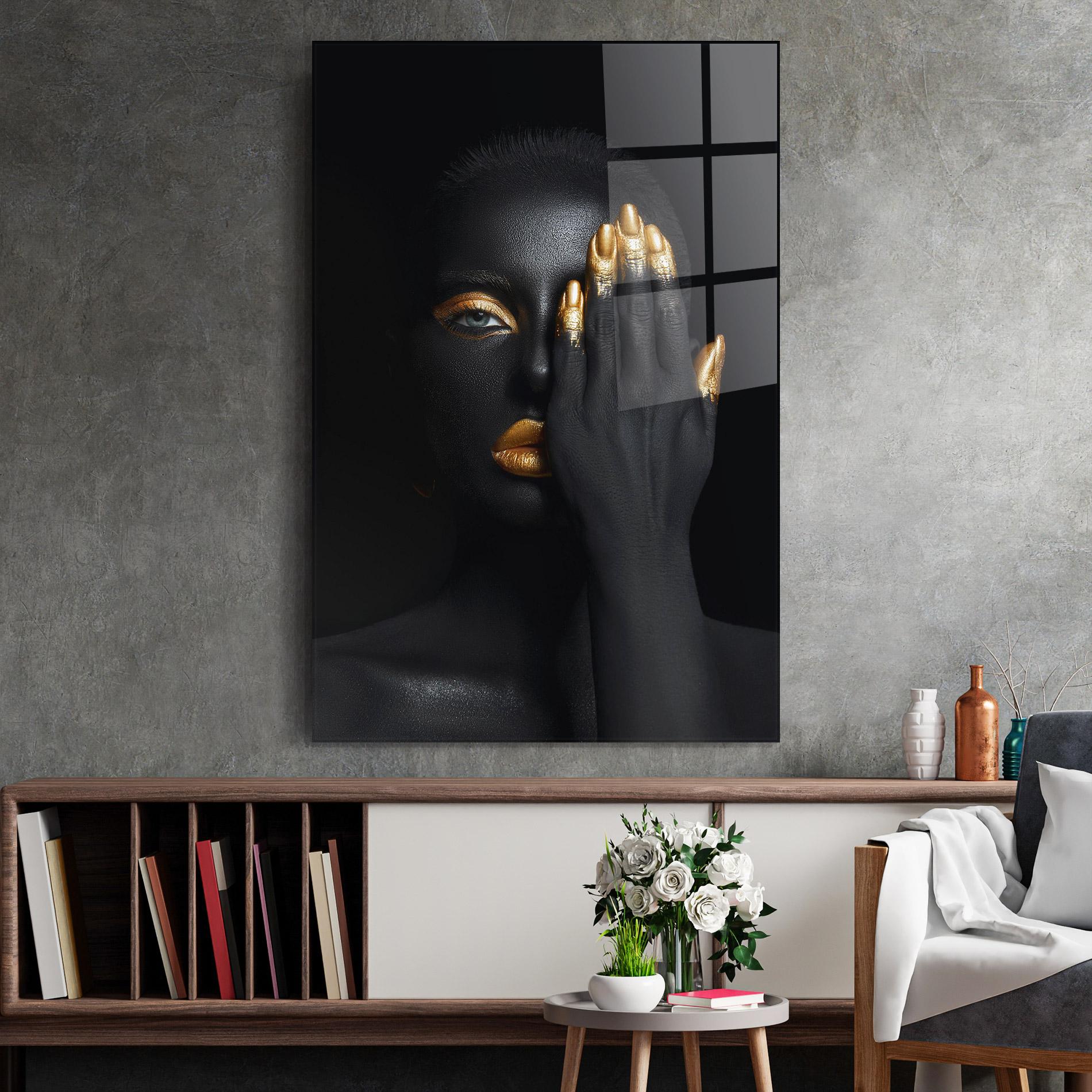 Glasbild Gold Makeup Chain mockup 2