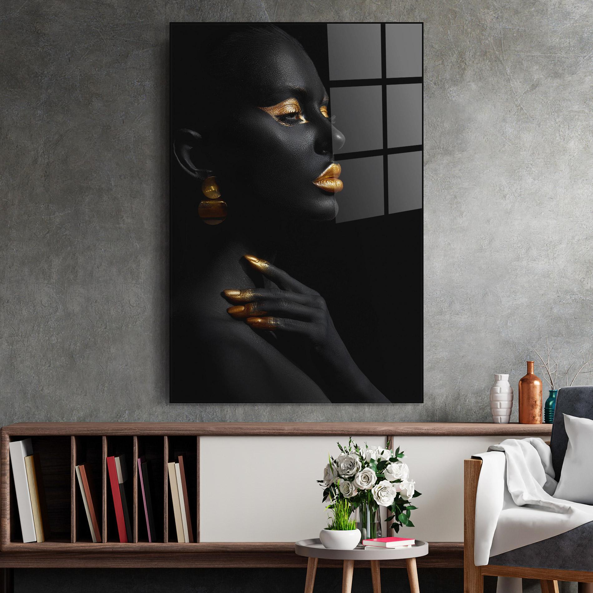 Glasbild Lips Gold Eyelids mockup 2
