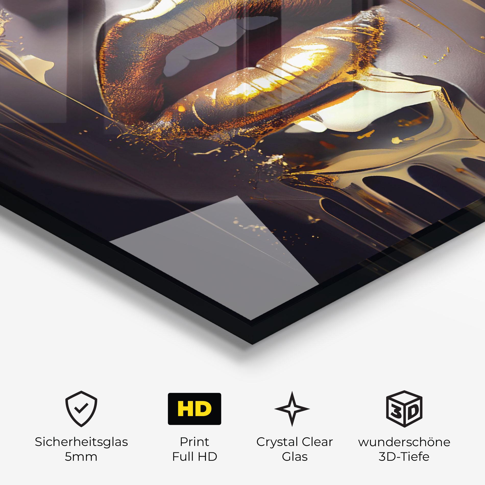 Glasbild Glamorous Gold Lips mockup 3