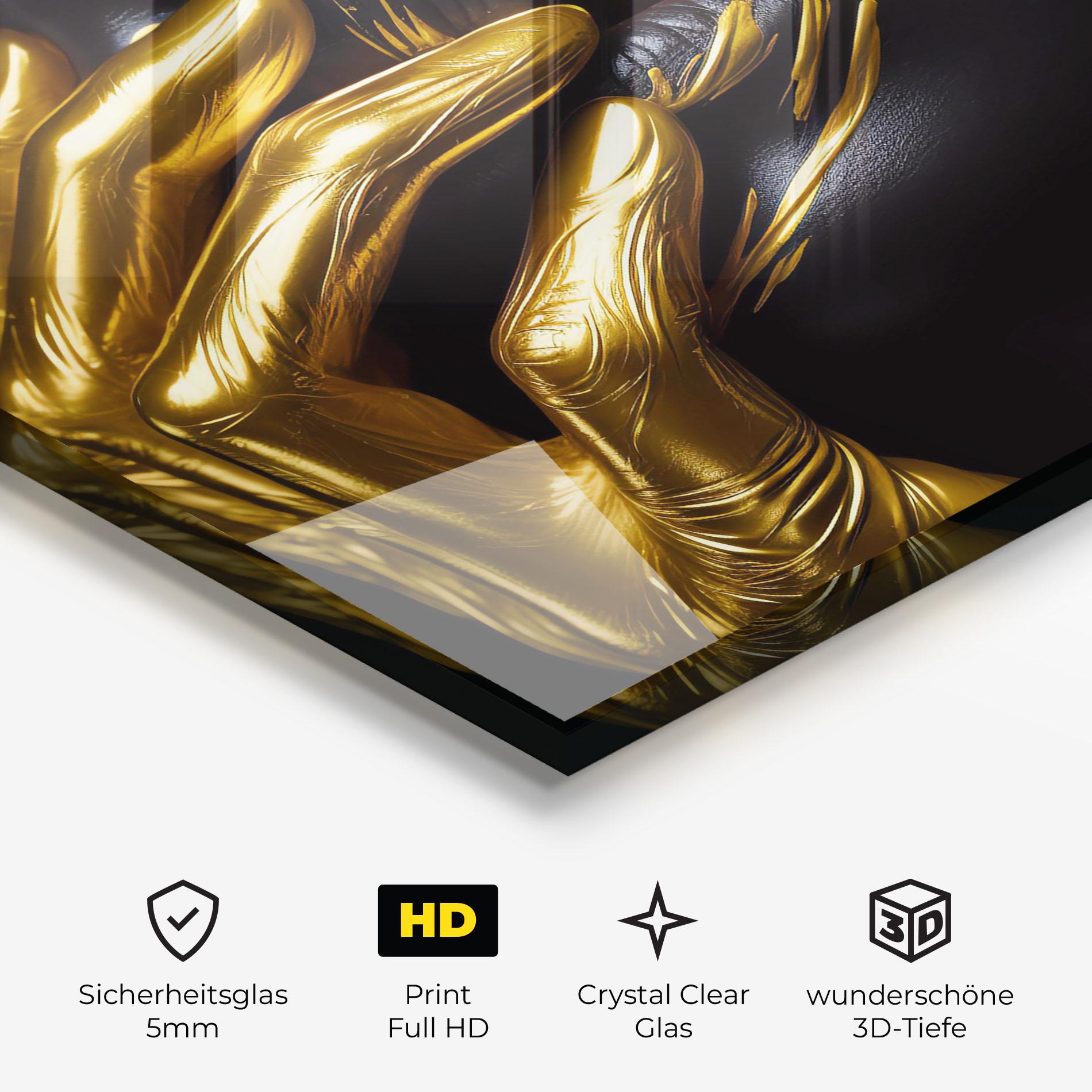 Glasbild Gold Small Hand mockup 3