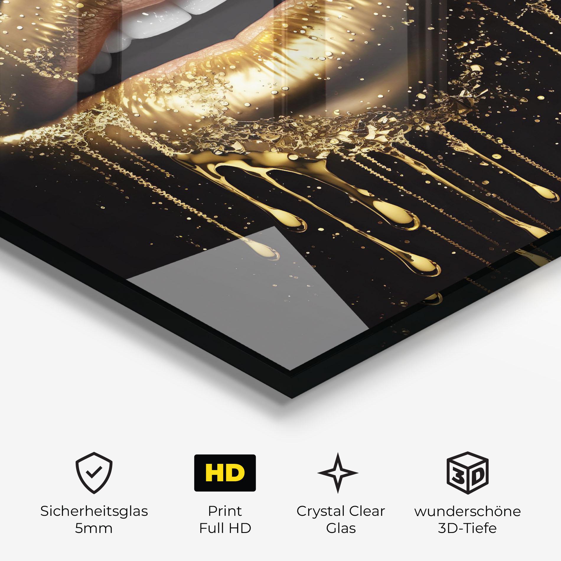 Glasbild Golden Luxury Lips mockup 3