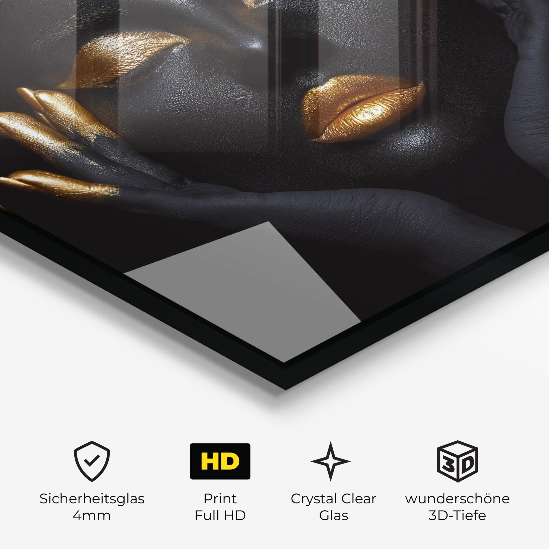 Glasbild Fingertips Gold Makeup mockup 3