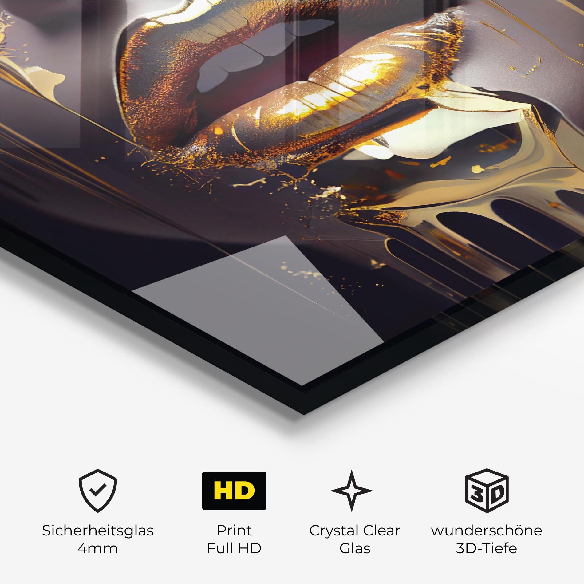 Glasbild Glamorous Gold Lips mockup 3