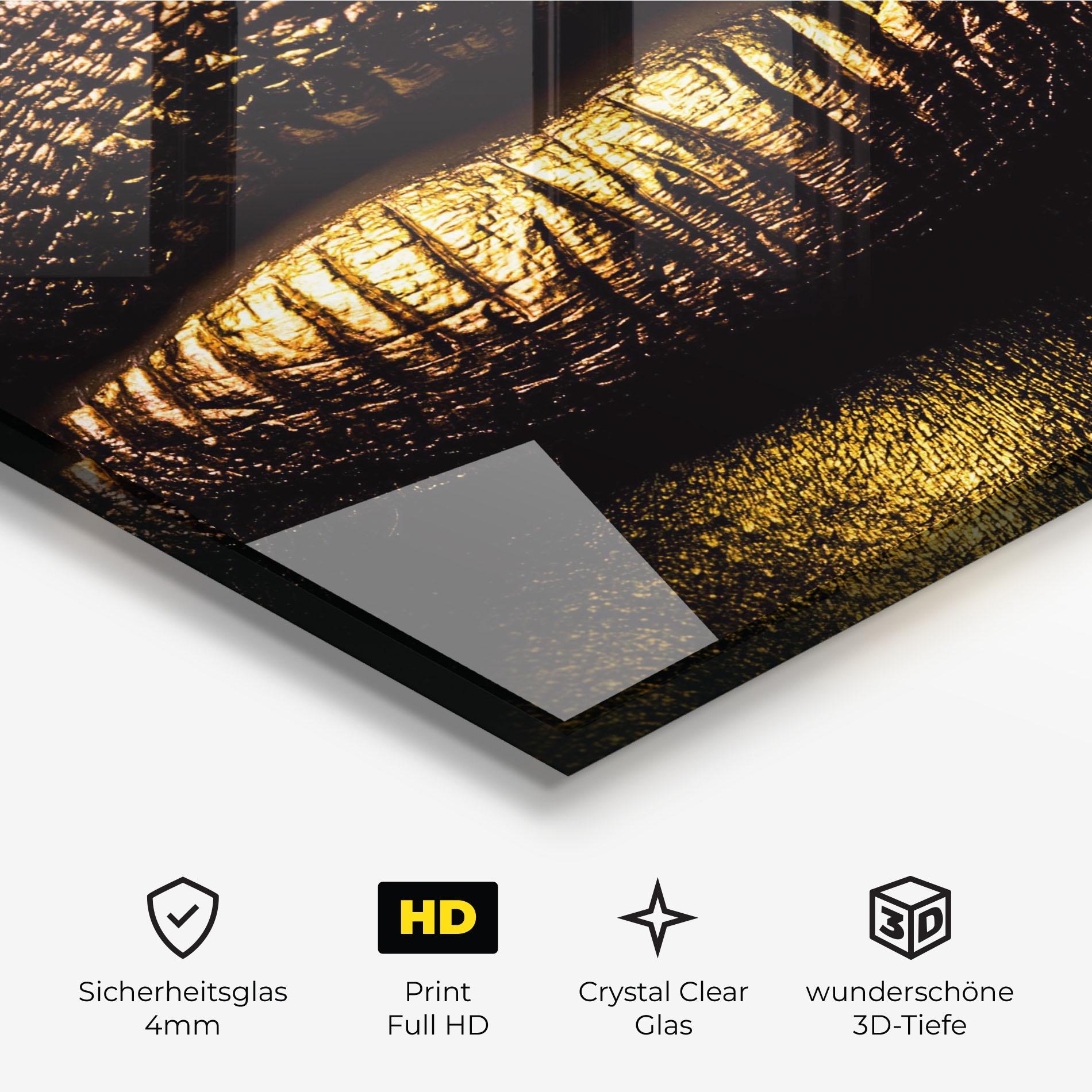 Glasbild Gold Metal Lips mockup 3