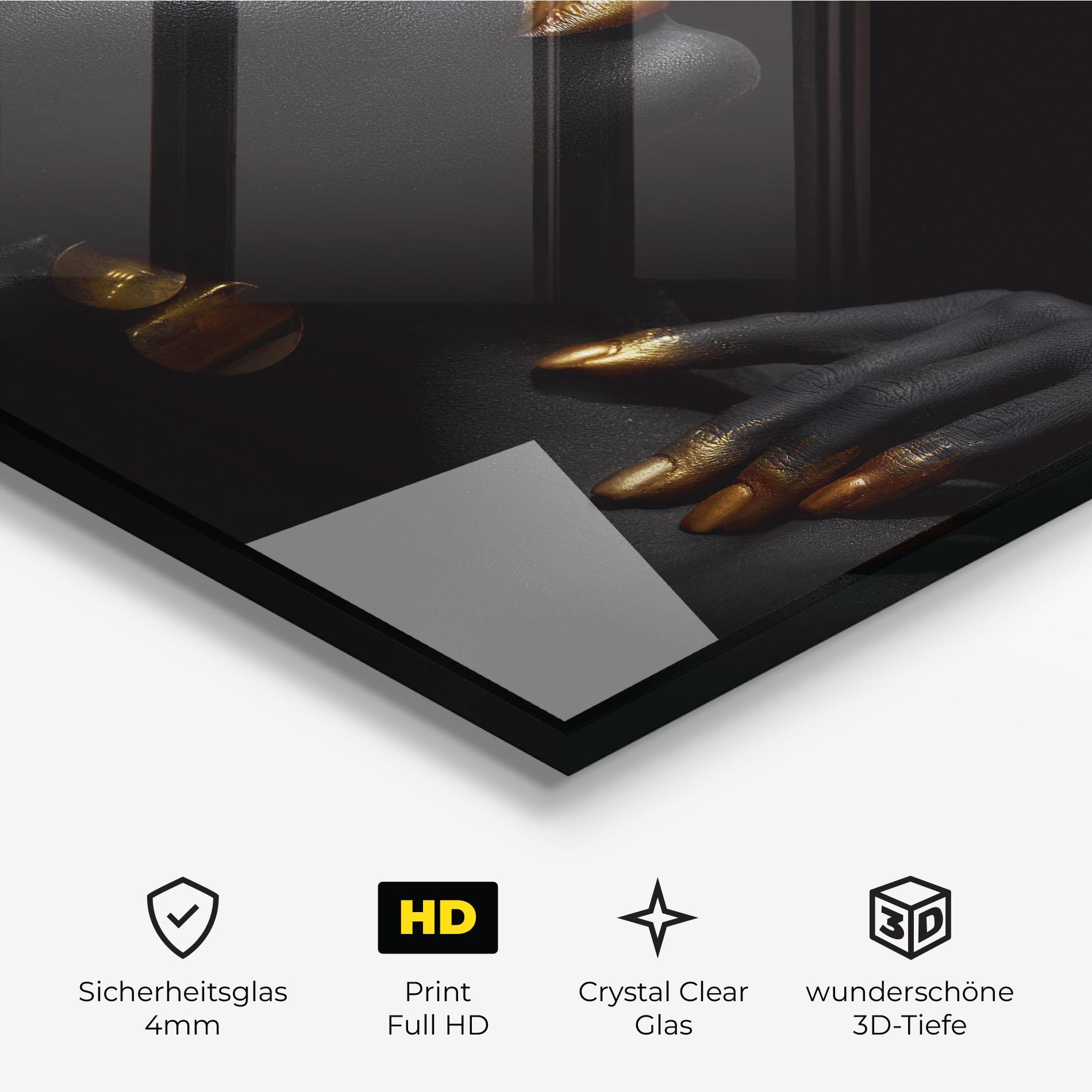 Glasbild Lips Gold Eyelids mockup 3