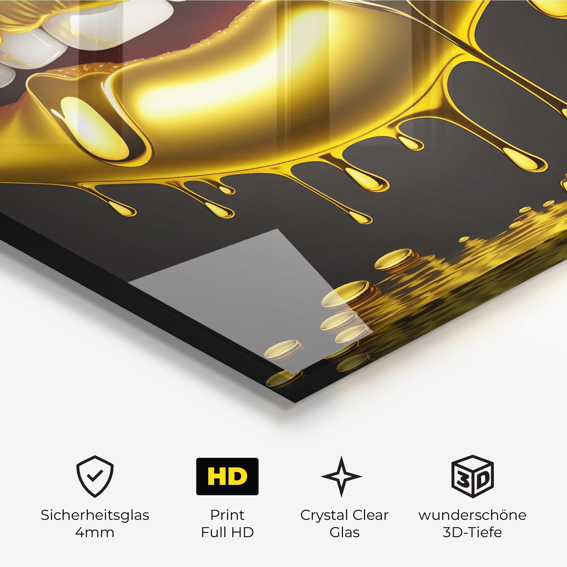 Glasbild Pop Gold Lips mockup 3