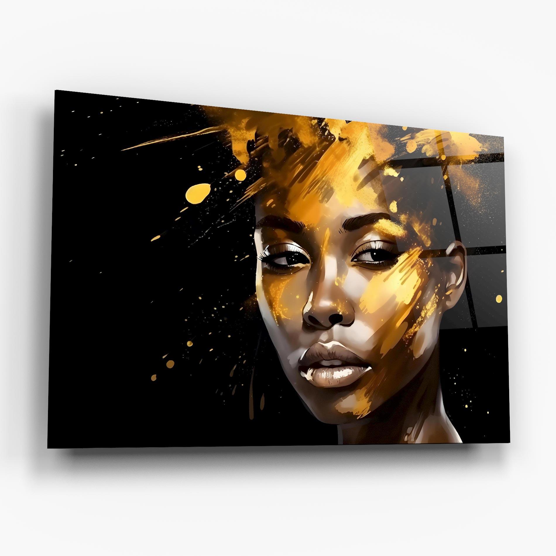 Glasbild African Gold Woman mockup 6