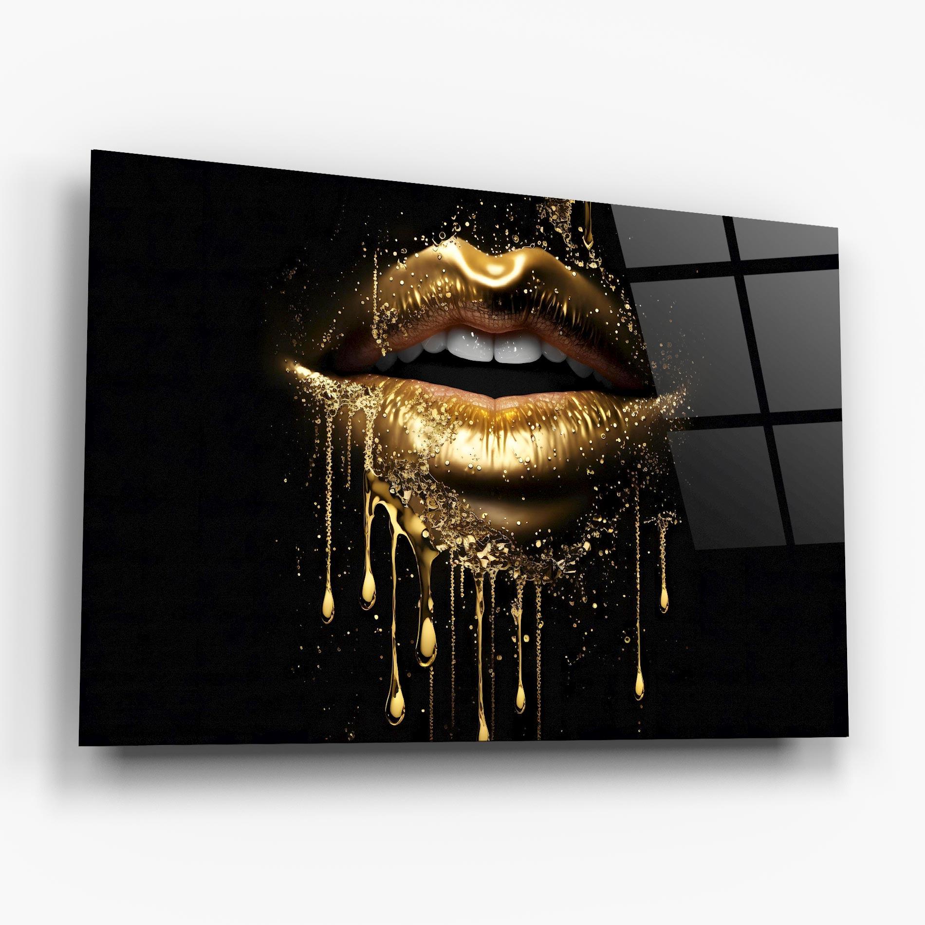 Glasbild Golden Luxury Lips mockup 6