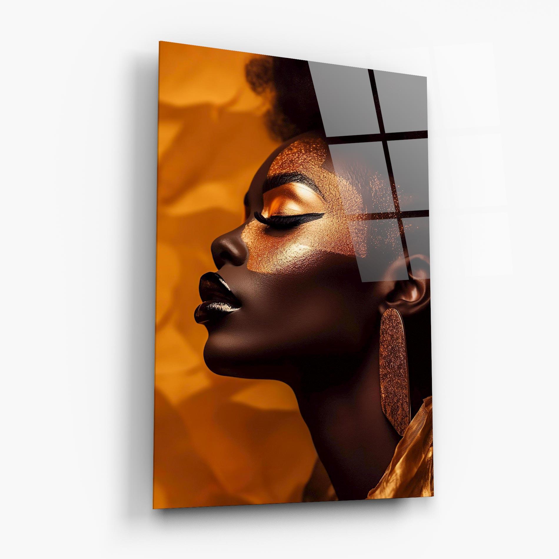 Glasbild Fashion Gold Portrait mockup 6