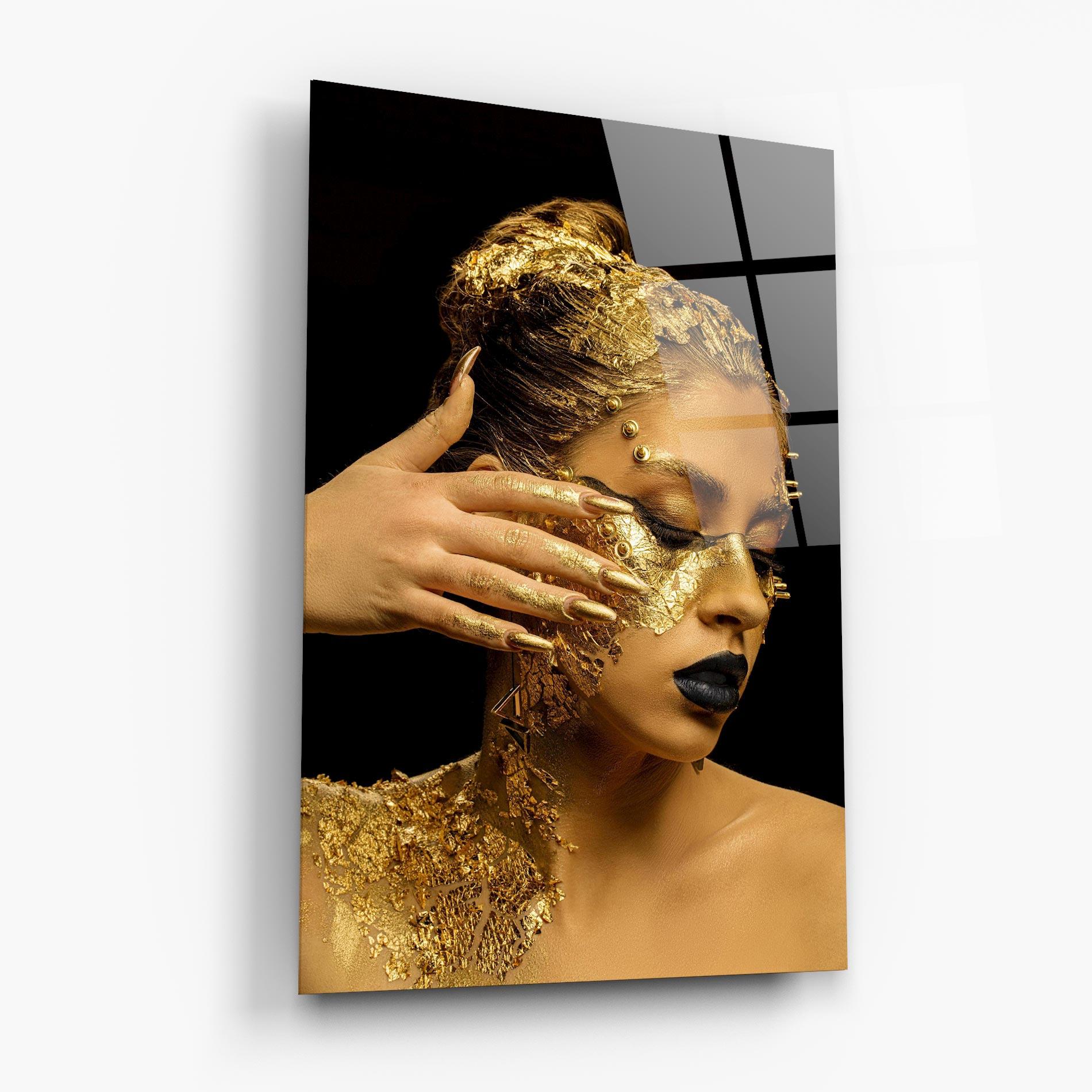 Glasbild Festive Golden Makeup mockup 6