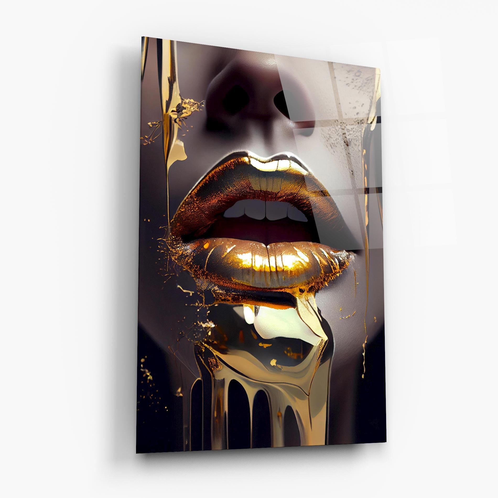 Glasbild Glamorous Gold Lips mockup 6