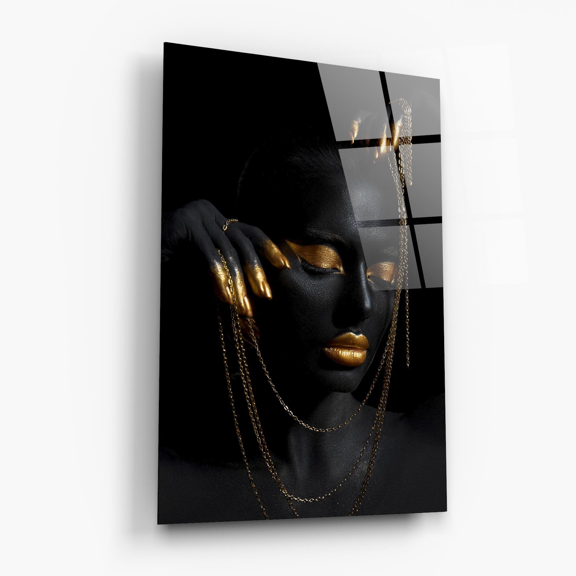 Glasbild Gold Black Skin mockup 6