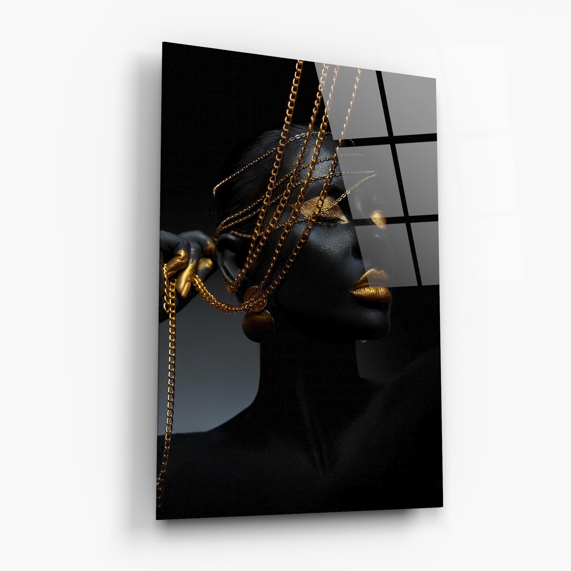 Glasbild Gold Chain Fingertips mockup 6