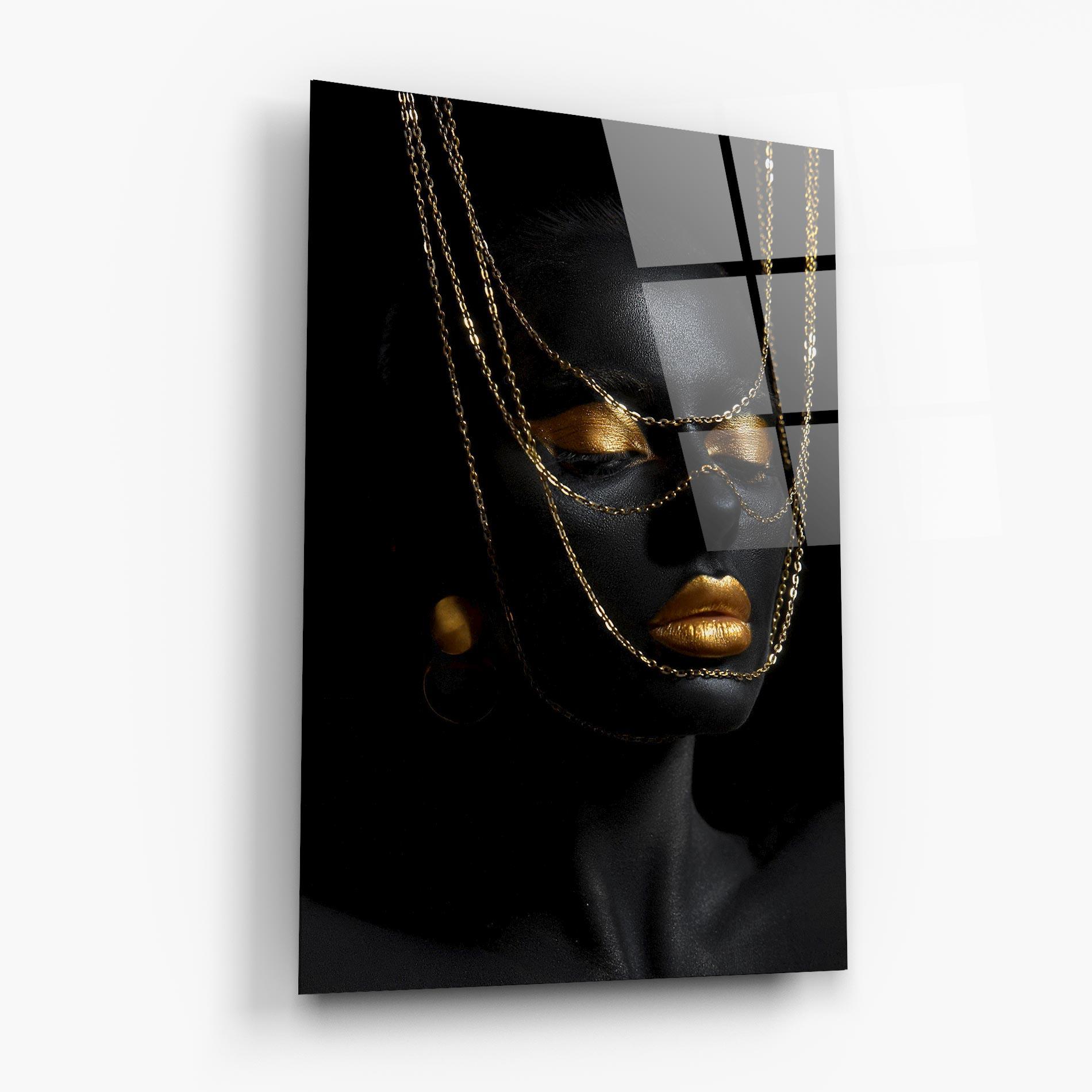 Glasbild Gold Chain Girl mockup 6