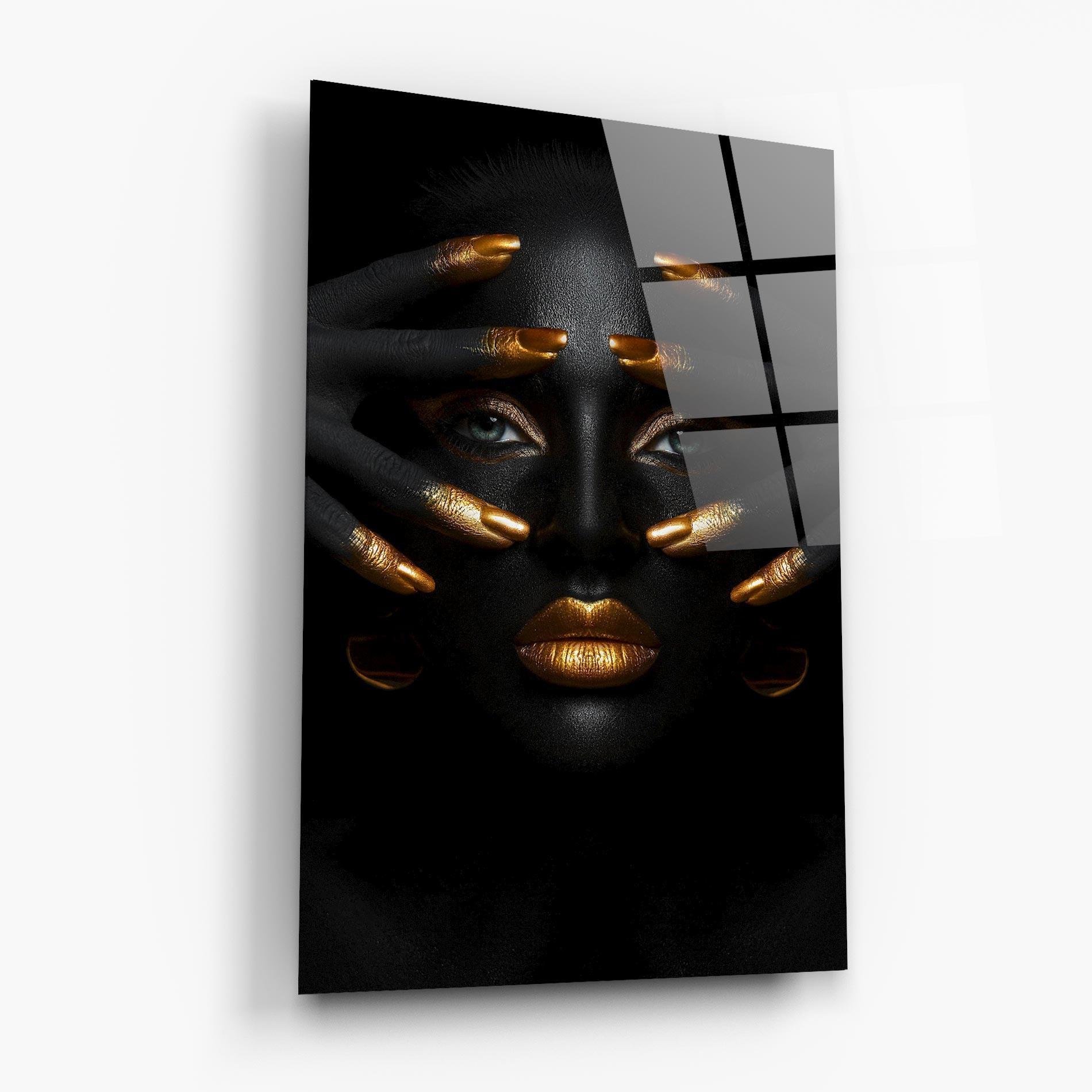 Glasbild Gold Fingertips Art mockup 6