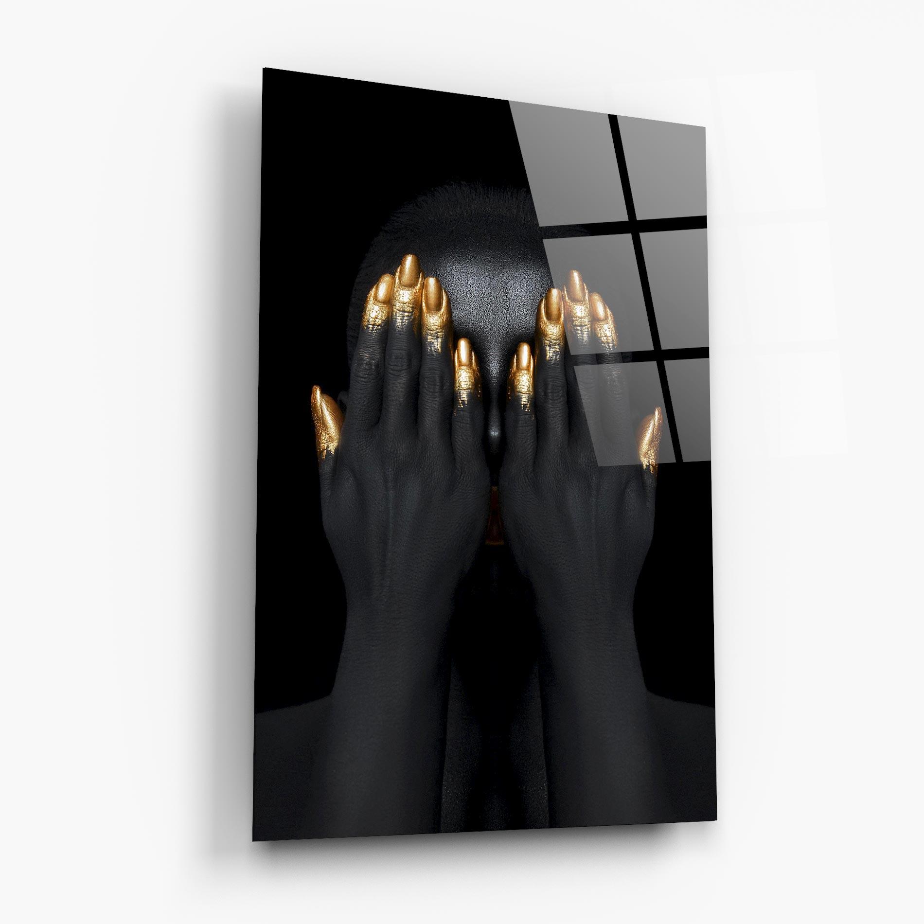 Glasbild Gold Fingertips Chain mockup 6