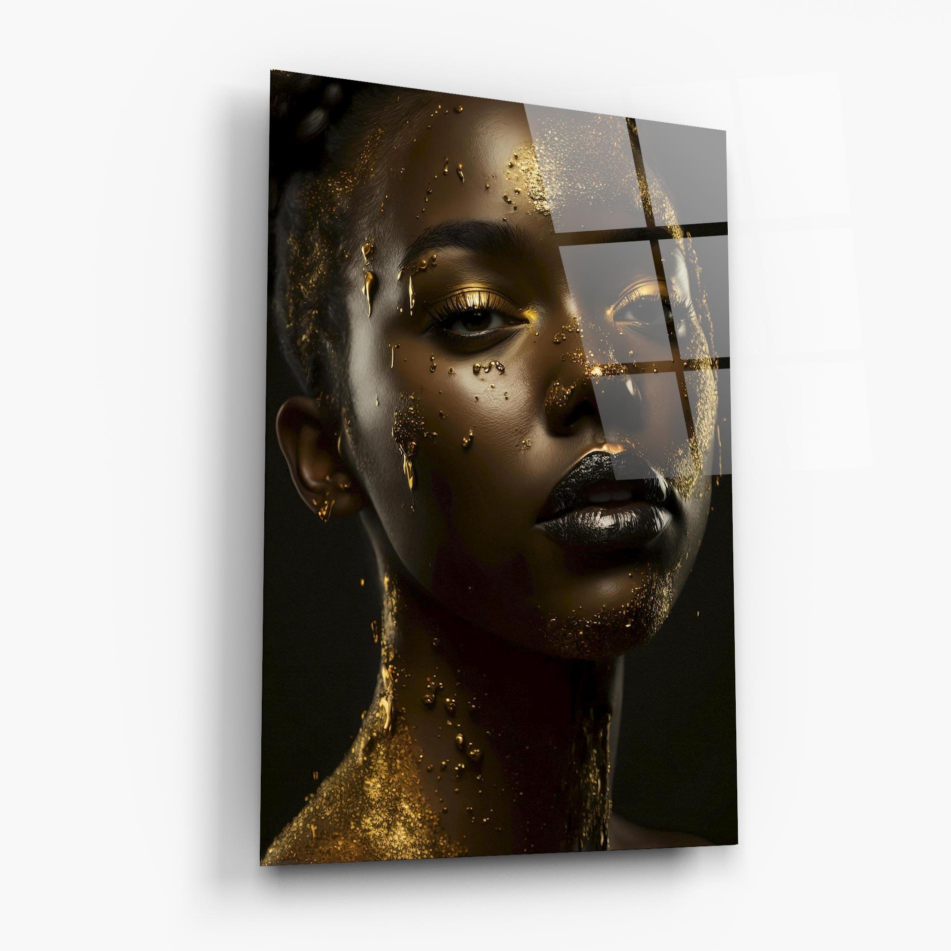 Glasbild Gold Sparkling Woman mockup 6