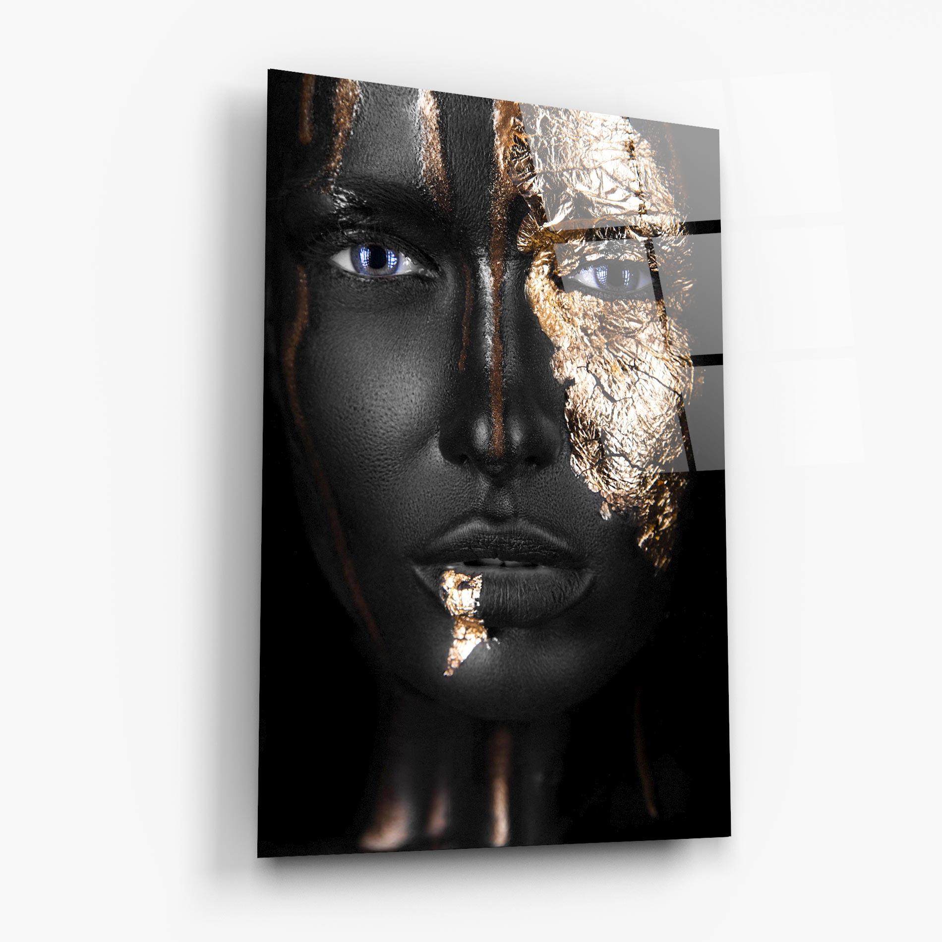 Glasbild Golden Face mockup 6