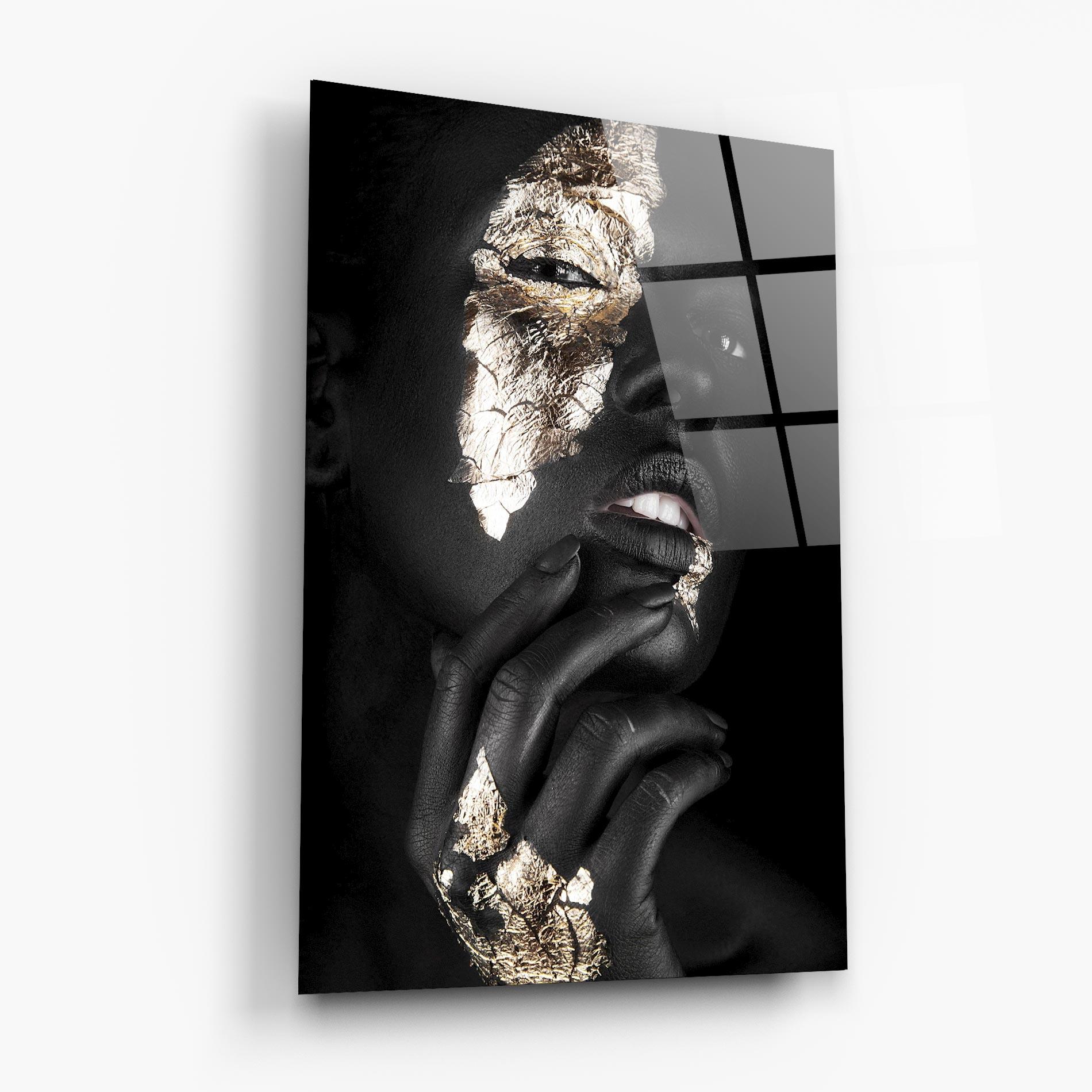 Glasbild Golden Posture mockup 6