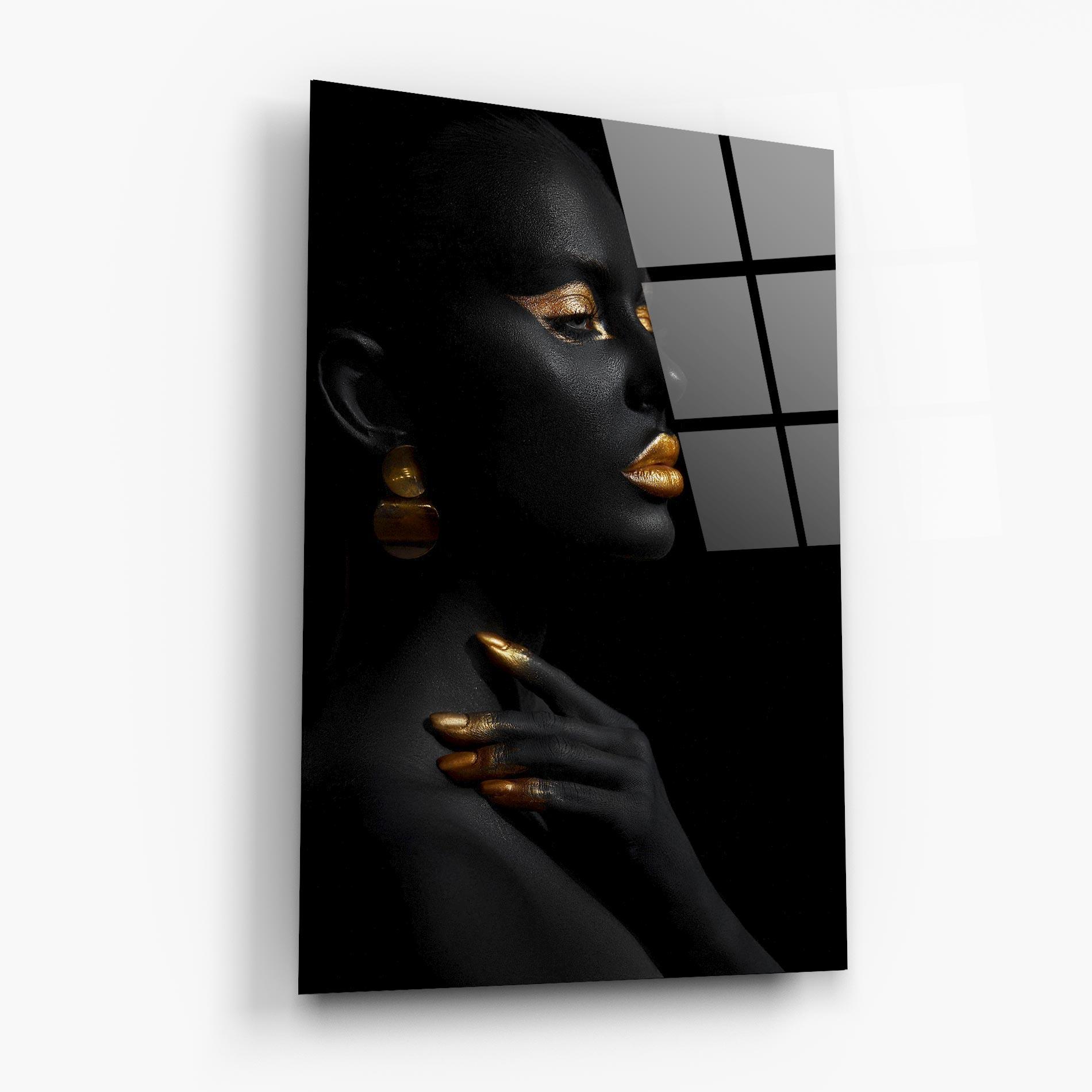 Glasbild Lips Gold Eyelids mockup 6
