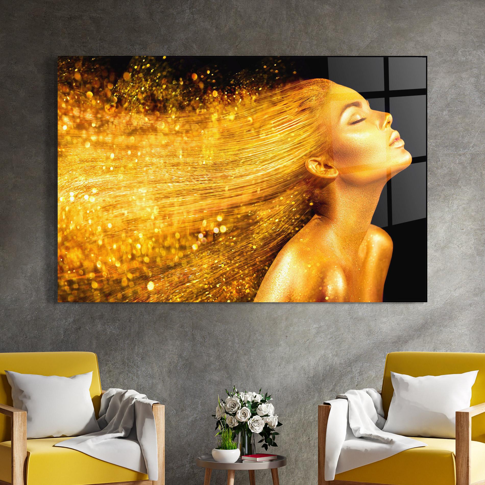 Glasbild Golden Girl mockup 4