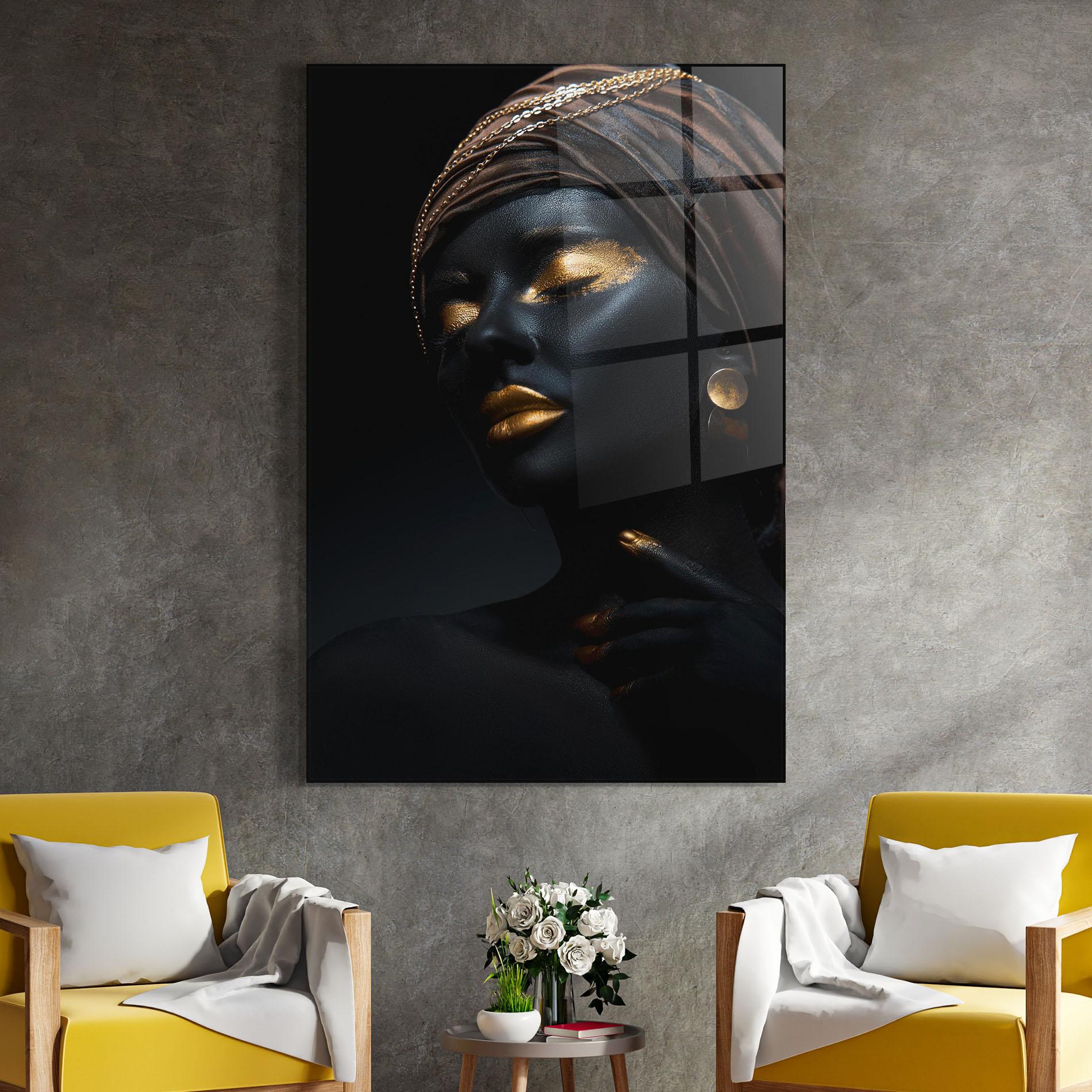 Glasbild Black Gold Skin mockup 4