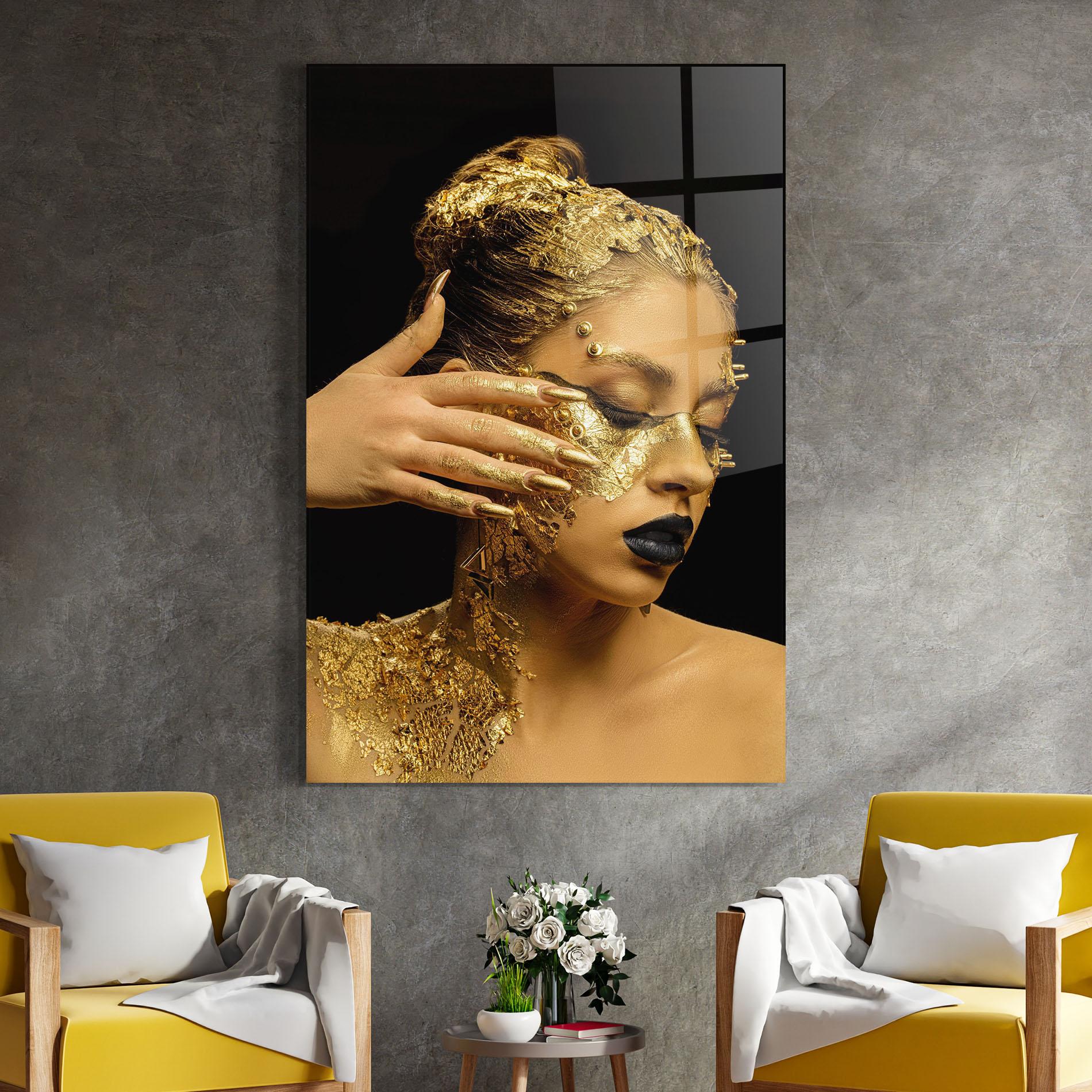 Glasbild Festive Golden Makeup mockup 4